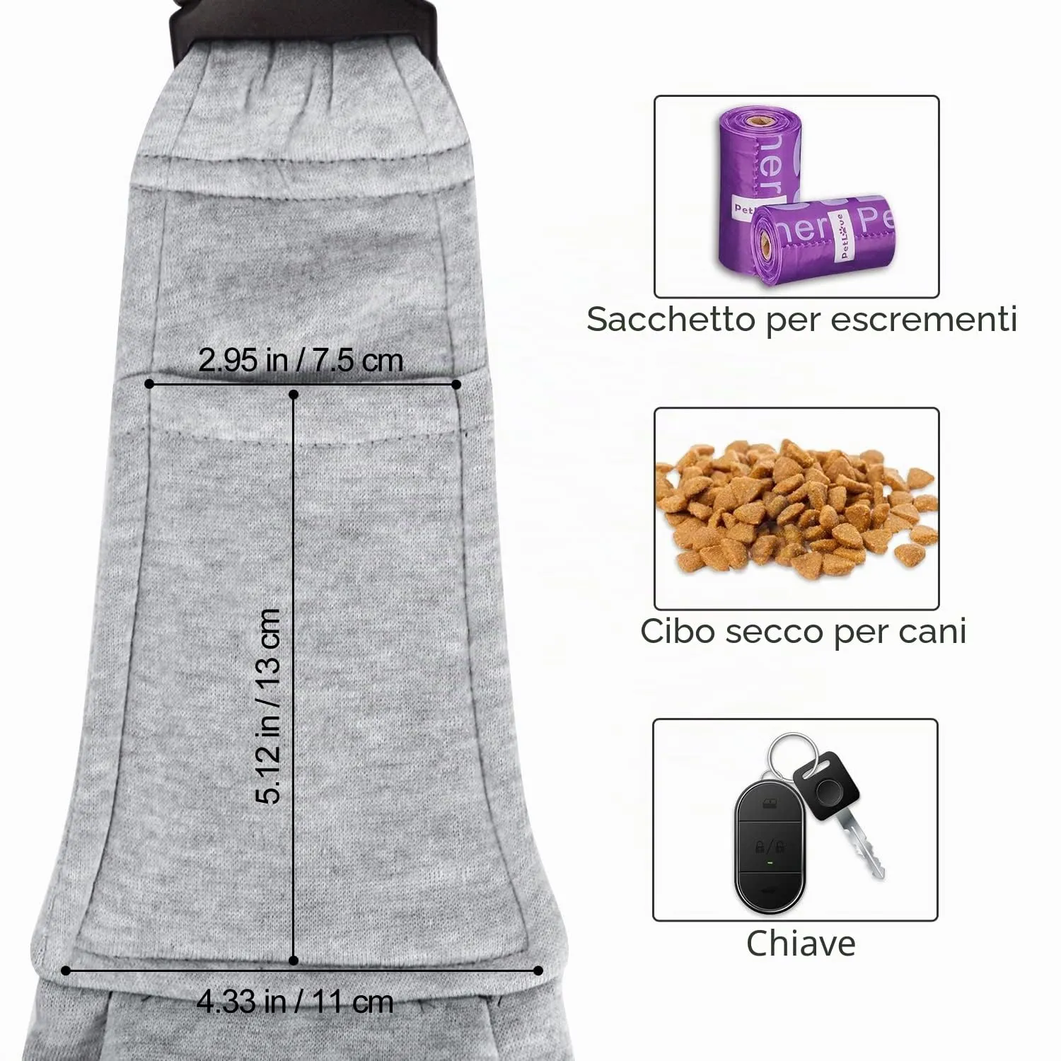 Petloft, trasportino a tracolla reversibile per animali domestici, con gancio per collare per cani, gatti, coniglietti e animali fino a 23 kg - immagine 6