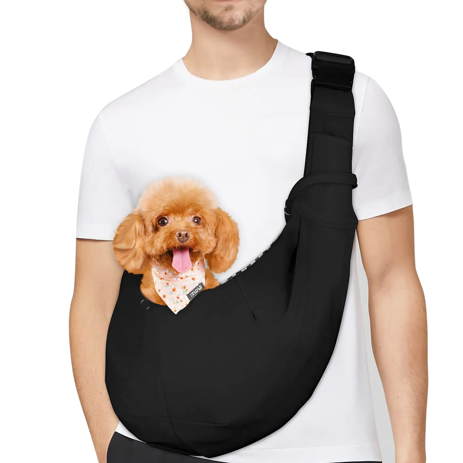 PETLOFT Reversibile Borsa Trasportino Zaino, Borsa da Trasporto per Cani Piccoli, Adjustable Borsa a Tracolla, Cross-Body Pet Sling Carrier con Gancio per Collare per Cane/Gatto Fino a 4.5kg - immagine 1