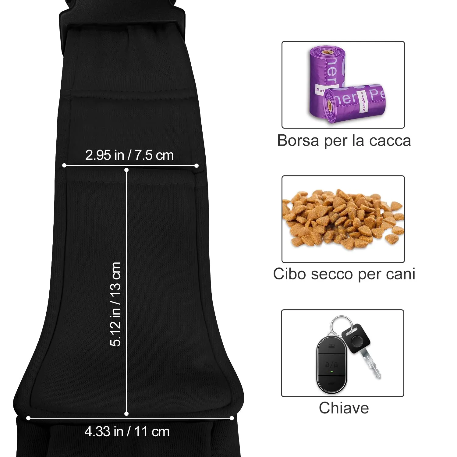 PETLOFT Reversibile Borsa Trasportino Zaino, Borsa da Trasporto per Cani Piccoli, Adjustable Borsa a Tracolla, Cross-Body Pet Sling Carrier con Gancio per Collare per Cane/Gatto Fino a 4.5kg - immagine 6