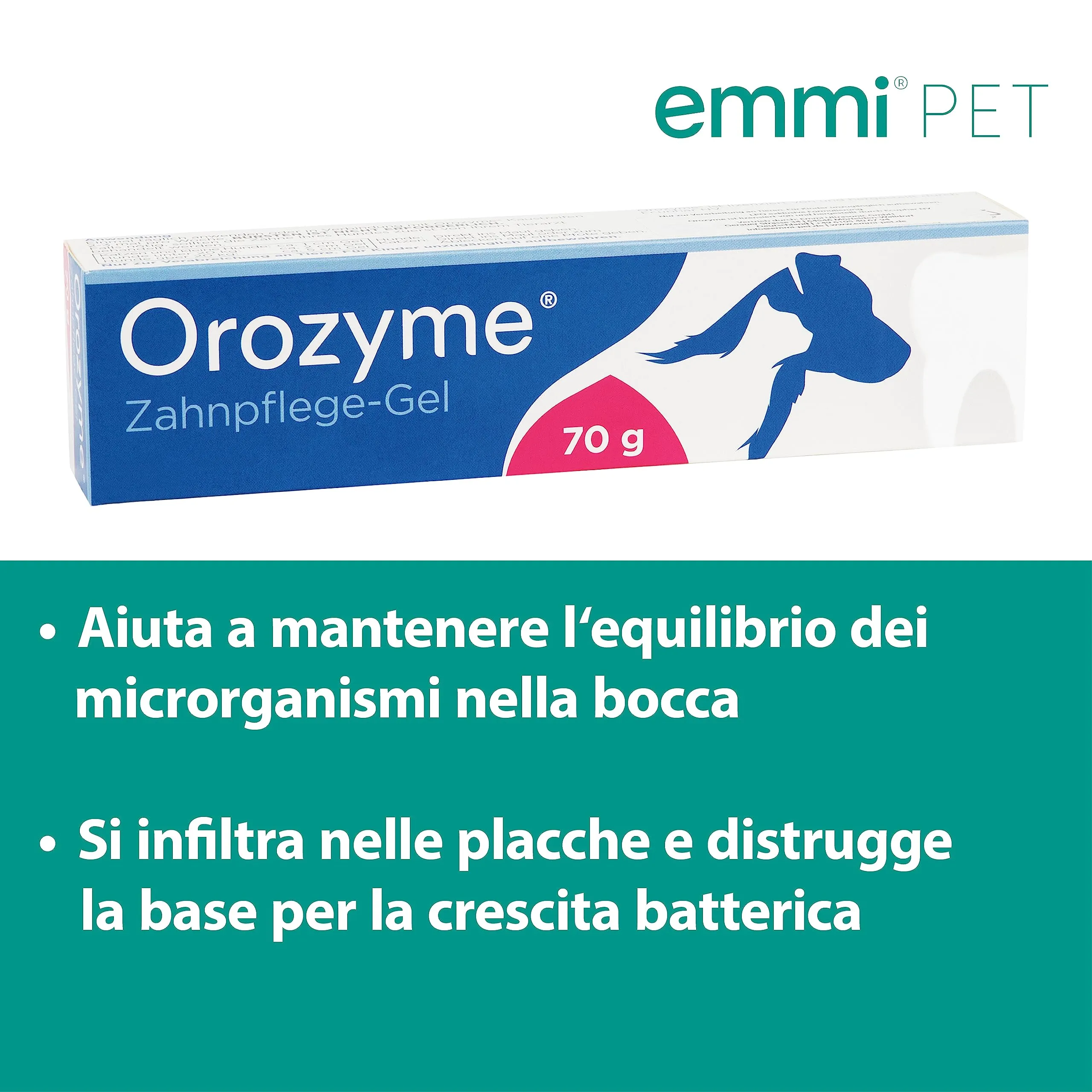 emmi-pet 1x Orozyme gel dentale per cani e gatti con funzione autopulente I Dentifricio per cani - immagine 3