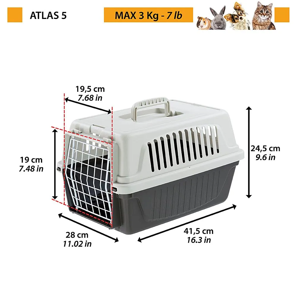 Ferplast Trasportino per Gatti e Cani Taglia Piccola fino a 3 Kg, ATLAS 5 in Plastica, Porta in Ferro Plastificato, Fessure di Aerazione, 28 x 41,5 x h 24,5 cm - immagine 2
