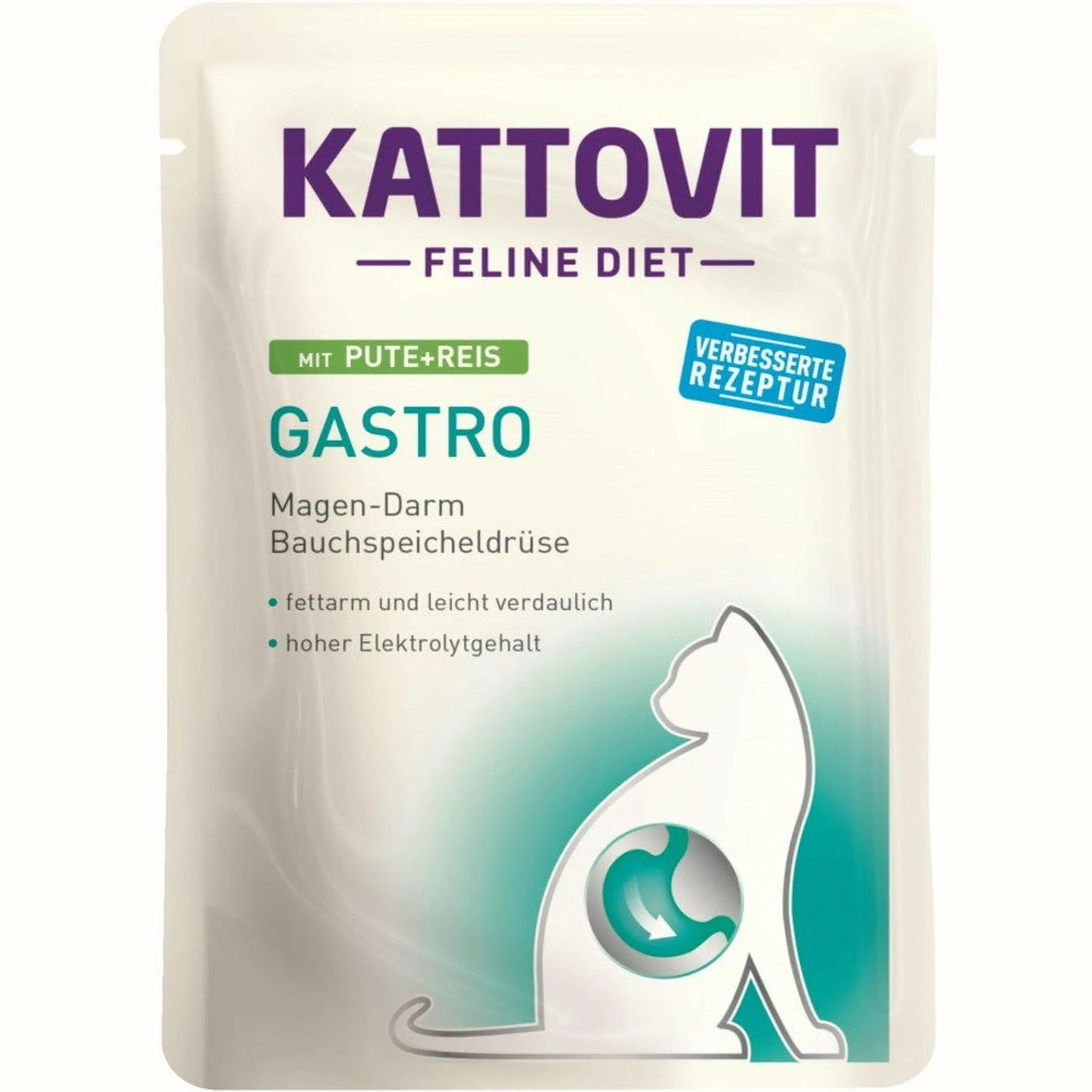 Kattovit Gastro con tacchino + riso umido per gatti per gastrite 12 x 85 g - immagine 1