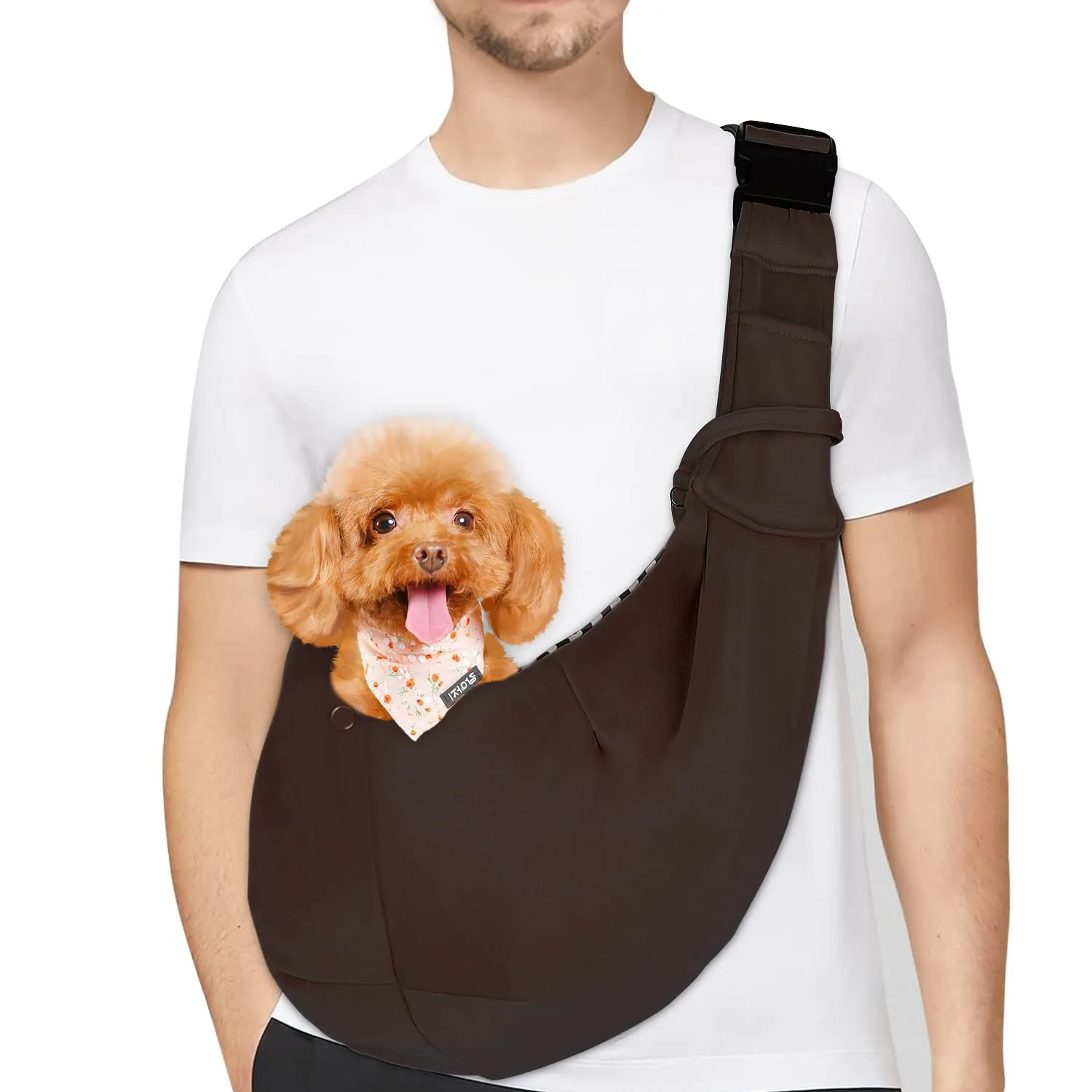 PETLOFT Reversibile Borsa Trasportino Zaino, Borsa da Trasporto per Cani Piccoli, Adjustable Borsa a Tracolla, Cross-Body Pet Sling Carrier con Gancio per Collare per Cane/Gatto Fino a 4.5kg - immagine 1