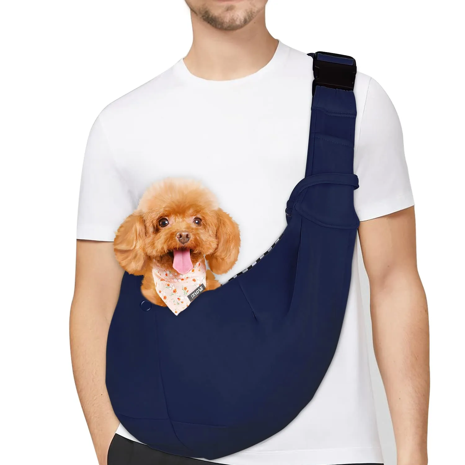 PETLOFT Reversibile Borsa Trasportino Zaino, Borsa da Trasporto per Cani Piccoli, Adjustable Borsa a Tracolla, Cross-Body Pet Sling Carrier con Gancio per Collare per Cane/Gatto Fino a 4.5kg - immagine 1