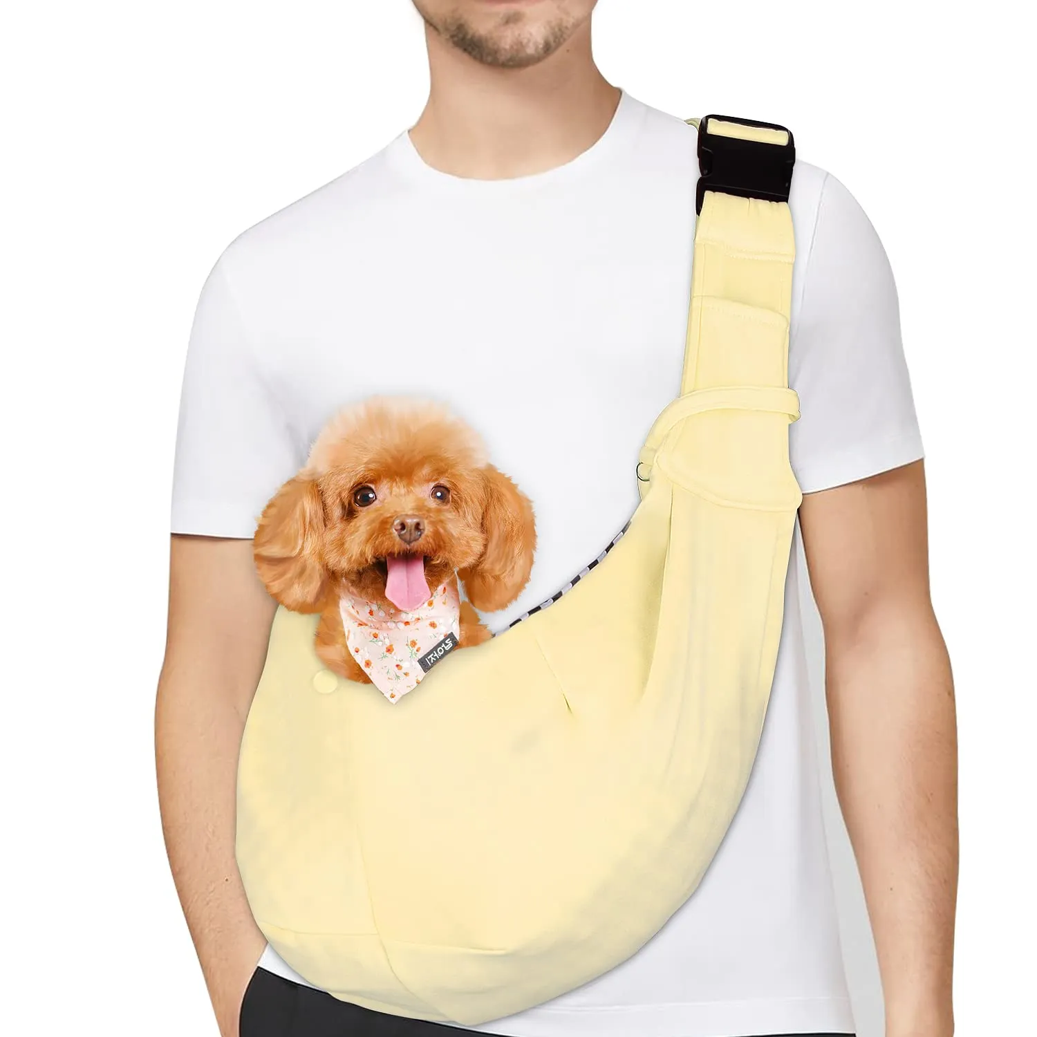 PETLOFT Reversibile Borsa Trasportino Zaino, Borsa da Trasporto per Cani Piccoli, Adjustable Borsa a Tracolla, Cross-Body Pet Sling Carrier con Gancio per Collare per Cane/Gatto Fino a 4.5kg - immagine 1