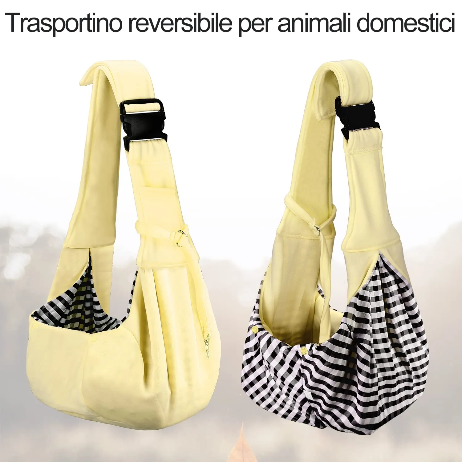 PETLOFT Reversibile Borsa Trasportino Zaino, Borsa da Trasporto per Cani Piccoli, Adjustable Borsa a Tracolla, Cross-Body Pet Sling Carrier con Gancio per Collare per Cane/Gatto Fino a 4.5kg - immagine 5