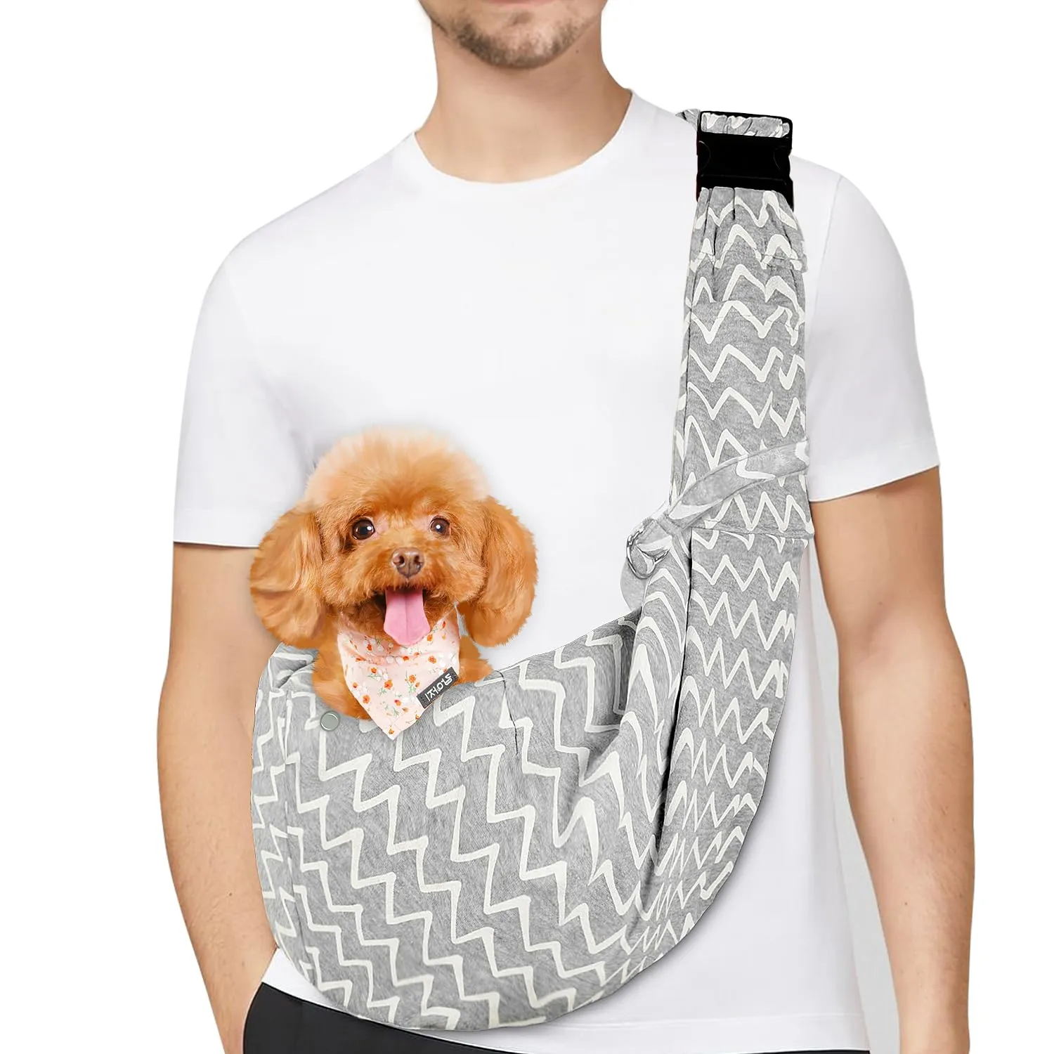 PETLOFT Reversibile Borsa Trasportino Zaino, Borsa da Trasporto per Cani Piccoli, Adjustable Borsa a Tracolla, Cross-Body Pet Sling Carrier con Gancio per Collare per Cane/Gatto Fino a 4.5kg - immagine 1