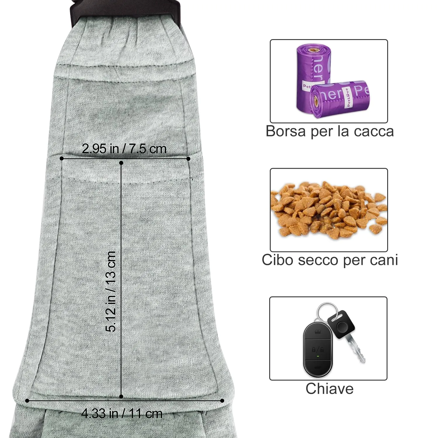 PETLOFT Reversibile Borsa Trasportino Zaino, Borsa da Trasporto per Cani Piccoli, Adjustable Borsa a Tracolla, Cross-Body Pet Sling Carrier con Gancio per Collare per Cane/Gatto Fino a 4.5kg - immagine 6