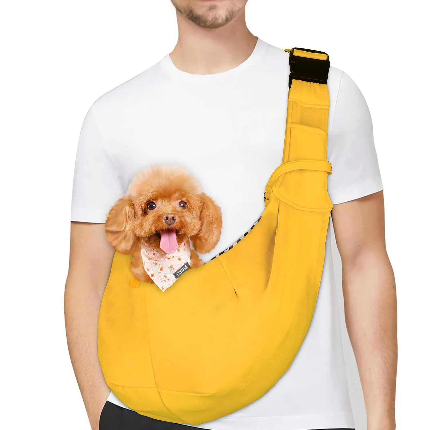 PETLOFT Reversibile Borsa Trasportino Zaino, Borsa da Trasporto per Cani Piccoli, Adjustable Borsa a Tracolla, Cross-Body Pet Sling Carrier con Gancio per Collare per Cane/Gatto Fino a 4.5kg - immagine 1