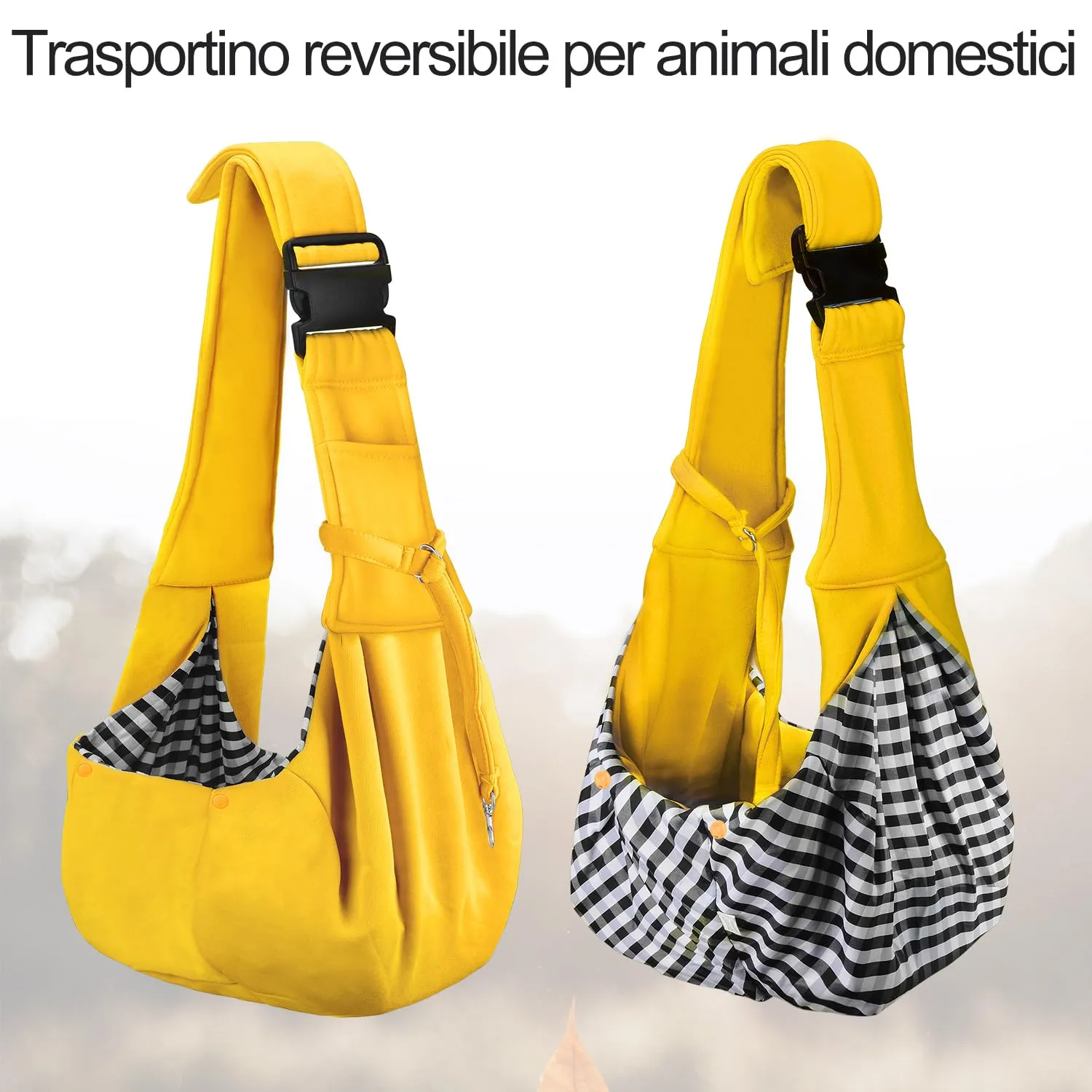 PETLOFT Reversibile Borsa Trasportino Zaino, Borsa da Trasporto per Cani Piccoli, Adjustable Borsa a Tracolla, Cross-Body Pet Sling Carrier con Gancio per Collare per Cane/Gatto Fino a 4.5kg - immagine 5