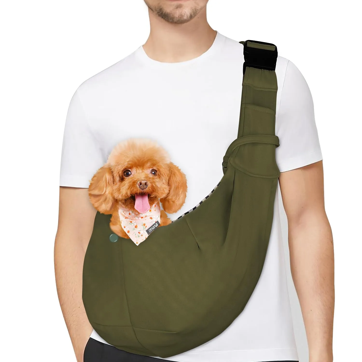 PETLOFT Reversibile Borsa Trasportino Zaino, Borsa da Trasporto per Cani Piccoli, Adjustable Borsa a Tracolla, Cross-Body Pet Sling Carrier con Gancio per Collare per Cane/Gatto Fino a 4.5kg - immagine 1
