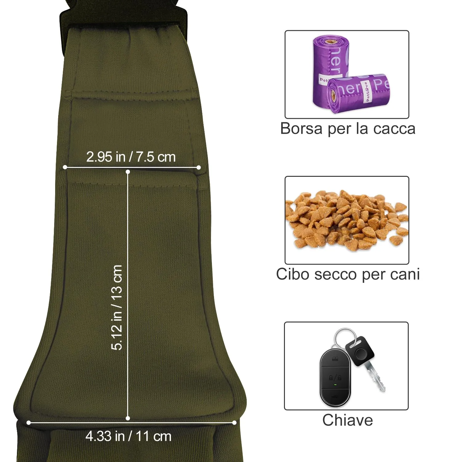 PETLOFT Reversibile Borsa Trasportino Zaino, Borsa da Trasporto per Cani Piccoli, Adjustable Borsa a Tracolla, Cross-Body Pet Sling Carrier con Gancio per Collare per Cane/Gatto Fino a 4.5kg - immagine 6