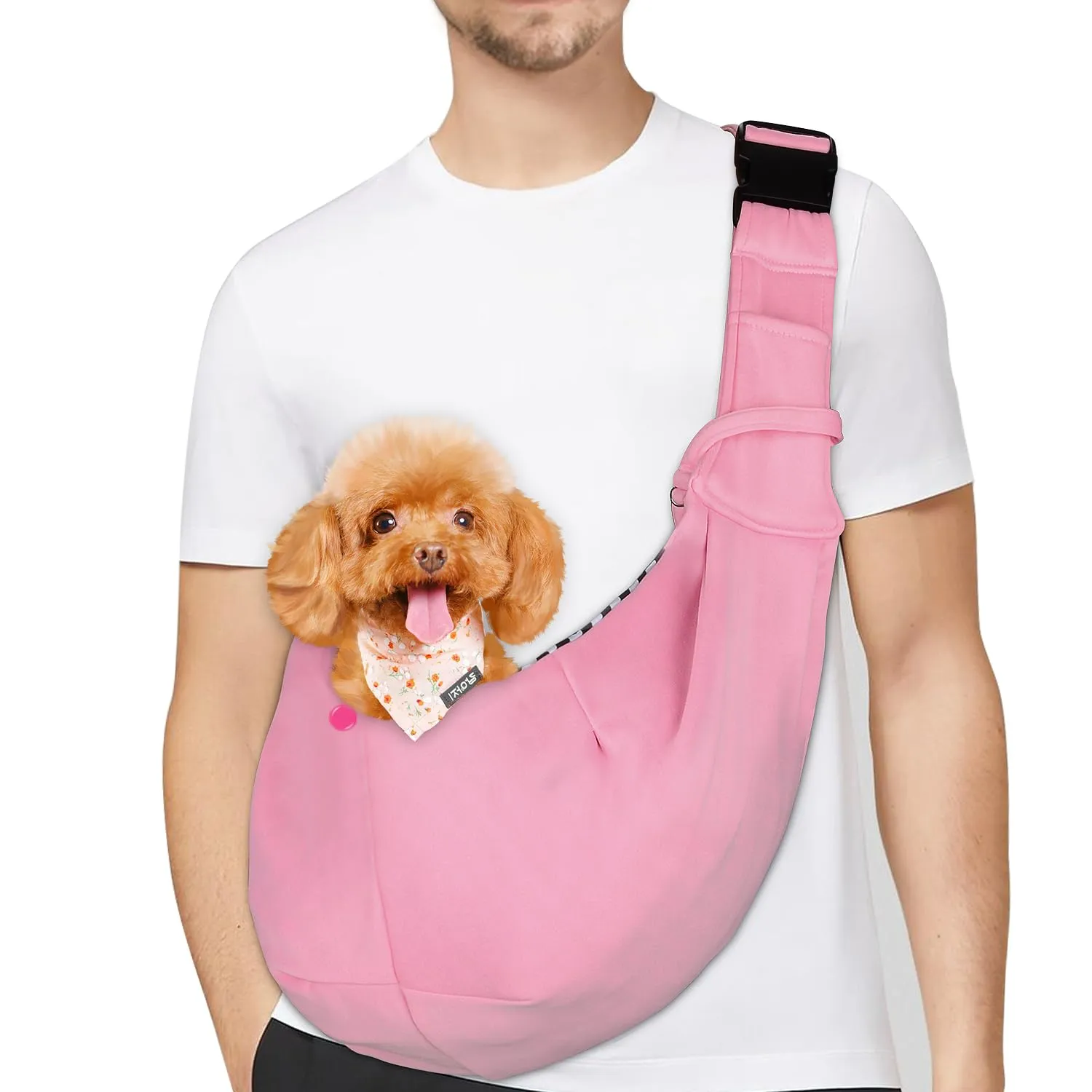 PETLOFT Reversibile Borsa Trasportino Zaino, Borsa da Trasporto per Cani Piccoli, Adjustable Borsa a Tracolla, Cross-Body Pet Sling Carrier con Gancio per Collare per Cane/Gatto Fino a 4.5kg - immagine 1
