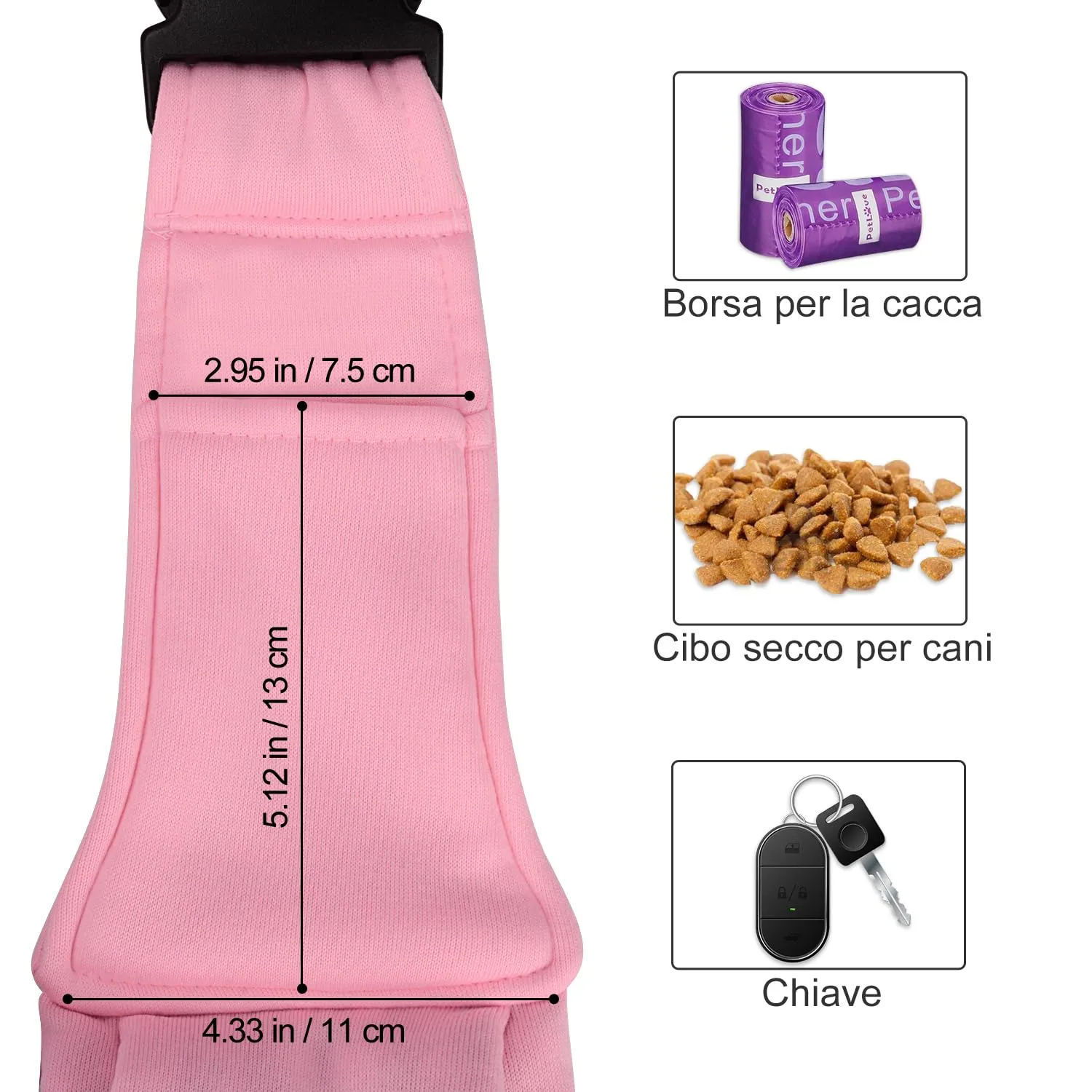 PETLOFT Reversibile Borsa Trasportino Zaino, Borsa da Trasporto per Cani Piccoli, Adjustable Borsa a Tracolla, Cross-Body Pet Sling Carrier con Gancio per Collare per Cane/Gatto Fino a 4.5kg - immagine 5