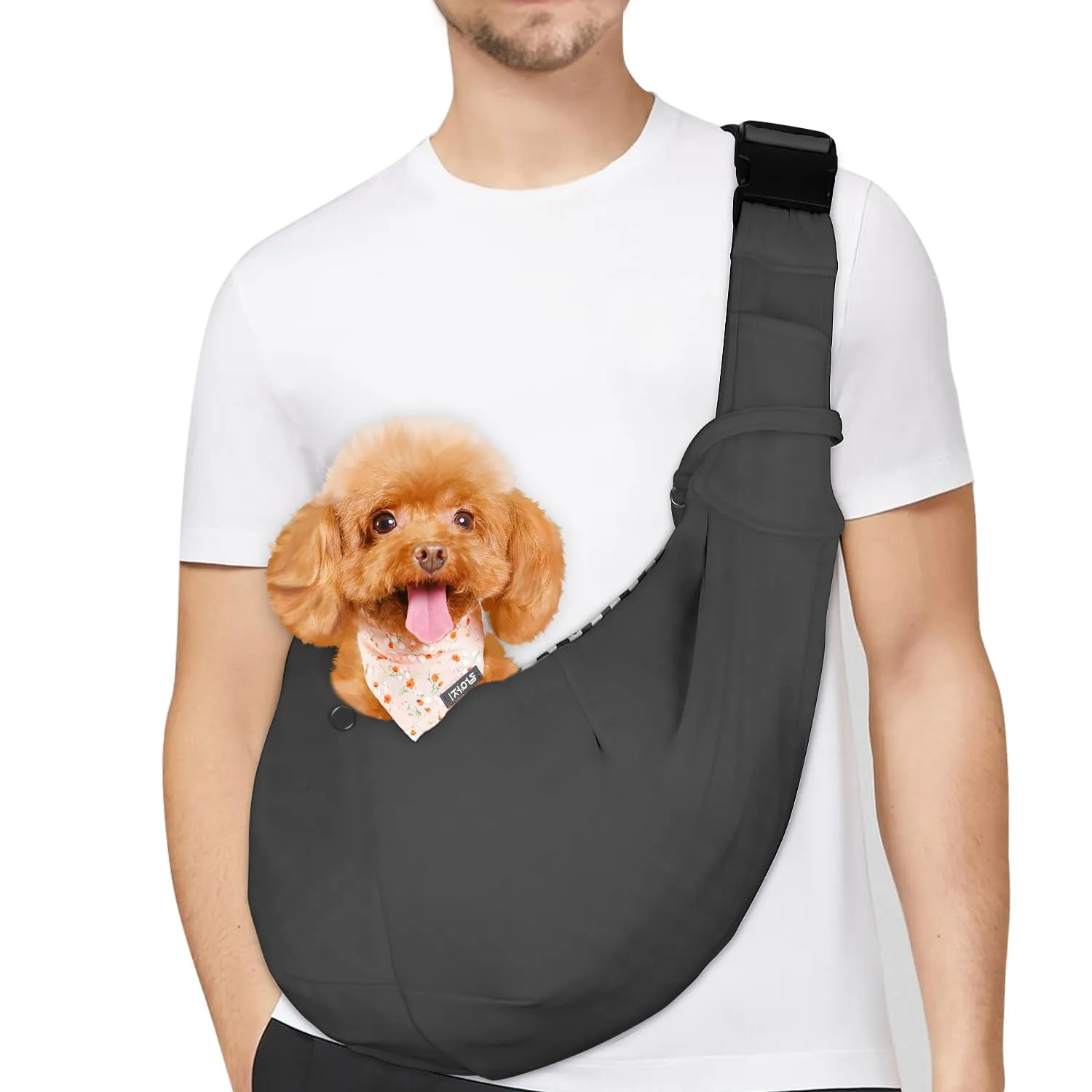 PETLOFT Reversibile Borsa Trasportino Zaino, Borsa da Trasporto per Cani Piccoli, Adjustable Borsa a Tracolla, Cross-Body Pet Sling Carrier con Gancio per Collare per Cane/Gatto Fino a 4.5kg - immagine 1