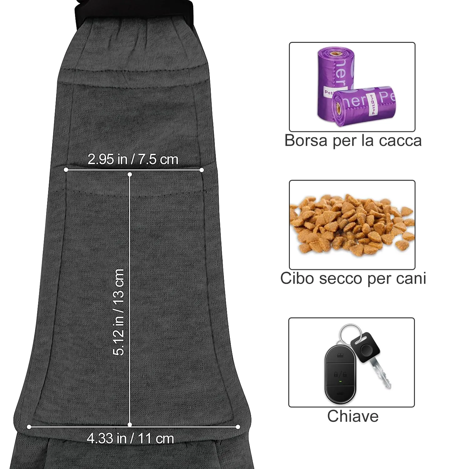PETLOFT Reversibile Borsa Trasportino Zaino, Borsa da Trasporto per Cani Piccoli, Adjustable Borsa a Tracolla, Cross-Body Pet Sling Carrier con Gancio per Collare per Cane/Gatto Fino a 4.5kg - immagine 6