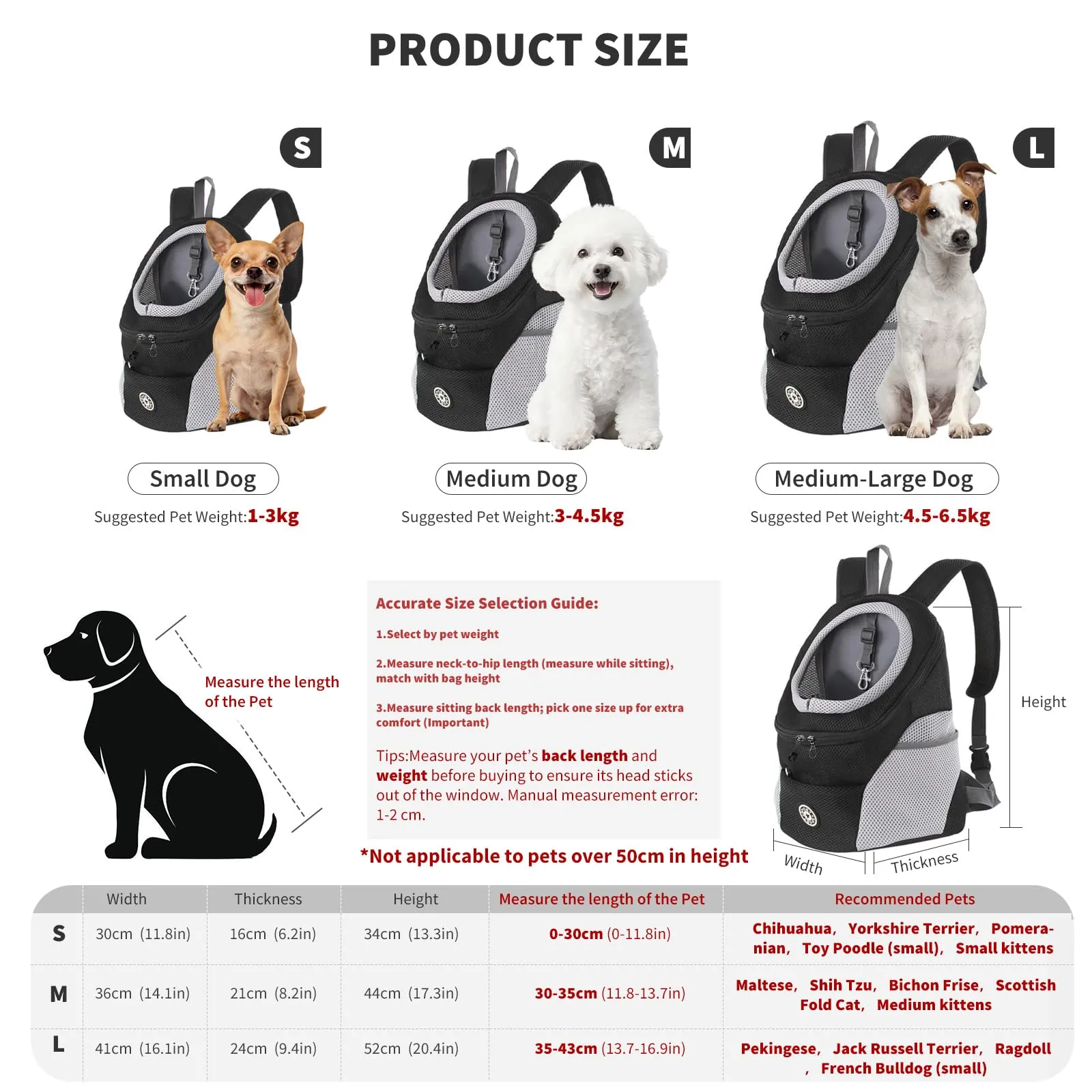 PETCUTE Zaino Trasporto Cane e Cuccioli,Zaino Traspirante per Cani per Animali Domestici,Guinzaglio di Sicurezza,Marsupio per Cani di Piccola Taglia e Gatti,Apertura Regolabile,per Viaggio - immagine 3
