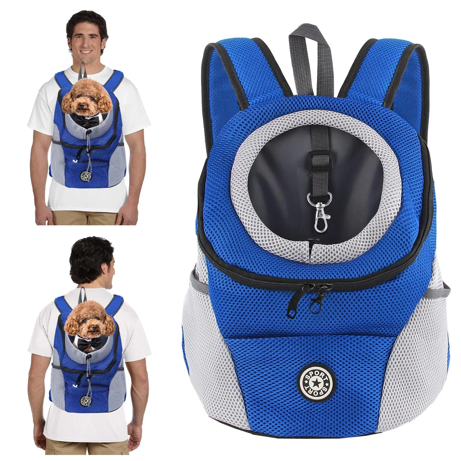 PETCUTE Zaino Trasporto Cane e Cuccioli,Zaino Traspirante per Cani per Animali Domestici,Guinzaglio di Sicurezza,Marsupio per Cani di Piccola Taglia e Gatti,Apertura Regolabile,per Viaggio - immagine 1