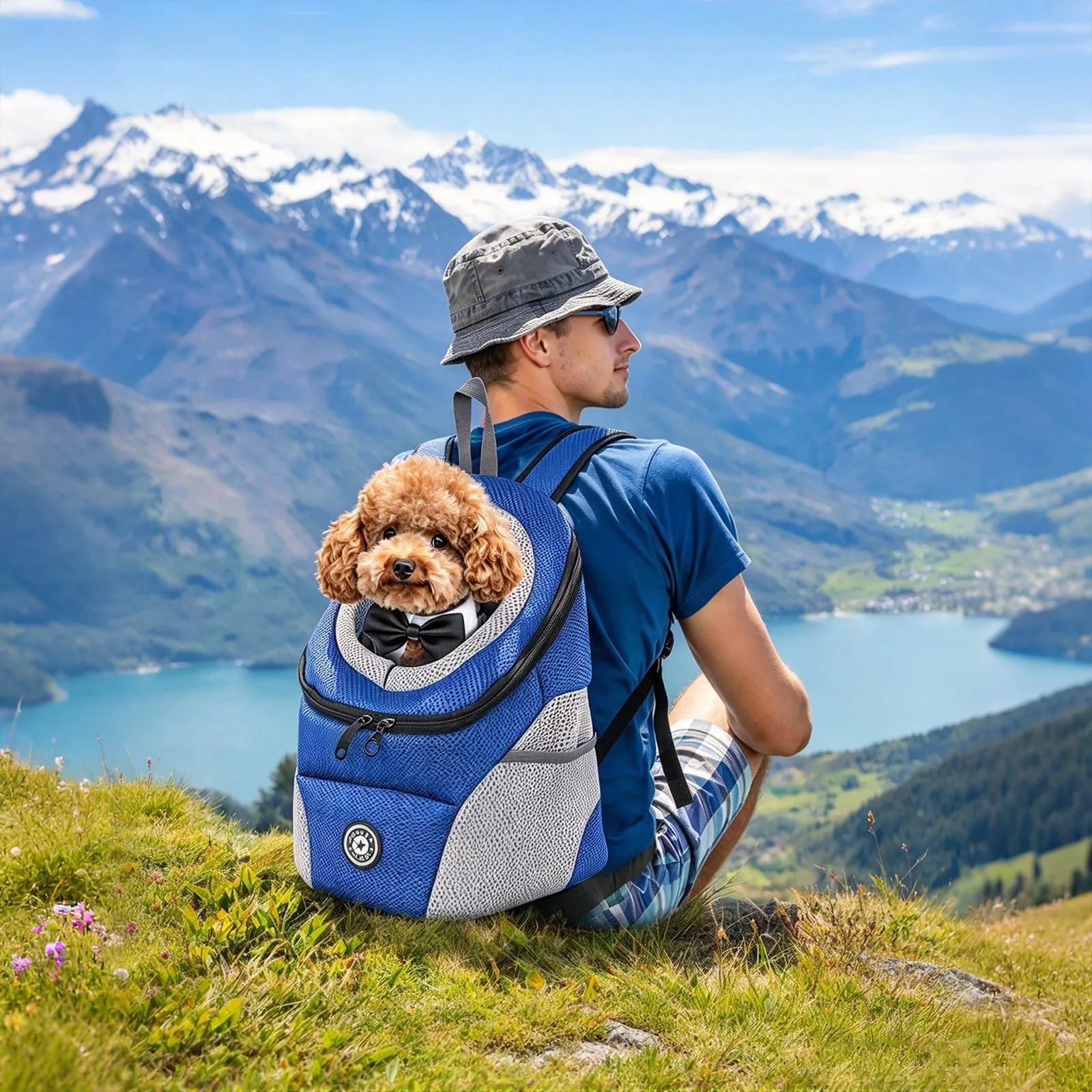 PETCUTE Zaino Trasporto Cane e Cuccioli,Zaino Traspirante per Cani per Animali Domestici,Guinzaglio di Sicurezza,Marsupio per Cani di Piccola Taglia e Gatti,Apertura Regolabile,per Viaggio - immagine 2