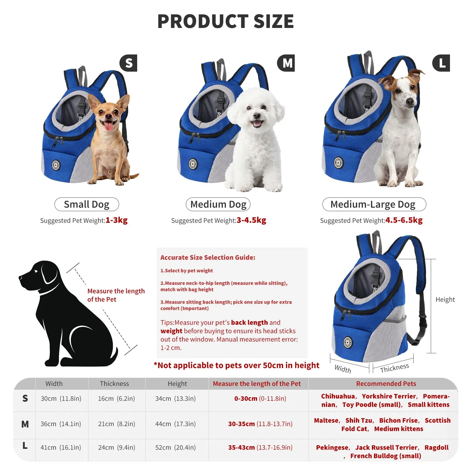 PETCUTE Zaino Trasporto Cane e Cuccioli,Zaino Traspirante per Cani per Animali Domestici,Guinzaglio di Sicurezza,Marsupio per Cani di Piccola Taglia e Gatti,Apertura Regolabile,per Viaggio - immagine 3