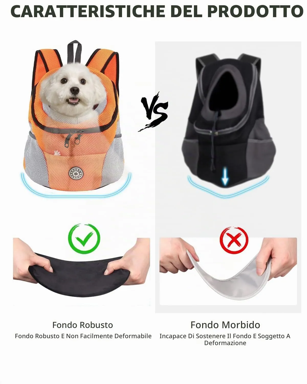 PETCUTE Zaino Trasporto Cane e Cuccioli,Zaino Traspirante per Cani per Animali Domestici,Guinzaglio di Sicurezza,Marsupio per Cani di Piccola Taglia e Gatti,Apertura Regolabile,per Viaggio - immagine 6