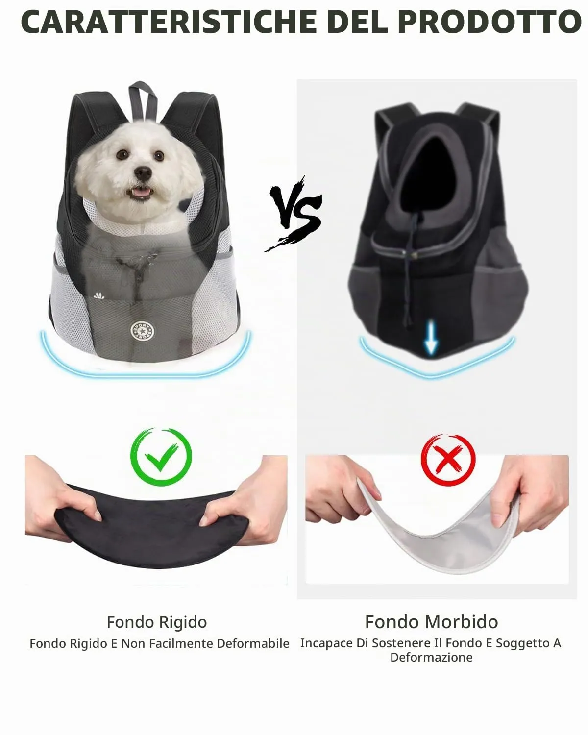 PETCUTE Zaino Trasporto Cane e Cuccioli,Zaino Traspirante per Cani per Animali Domestici,Guinzaglio di Sicurezza,Marsupio per Cani di Piccola Taglia e Gatti,Apertura Regolabile,per Viaggio - immagine 6
