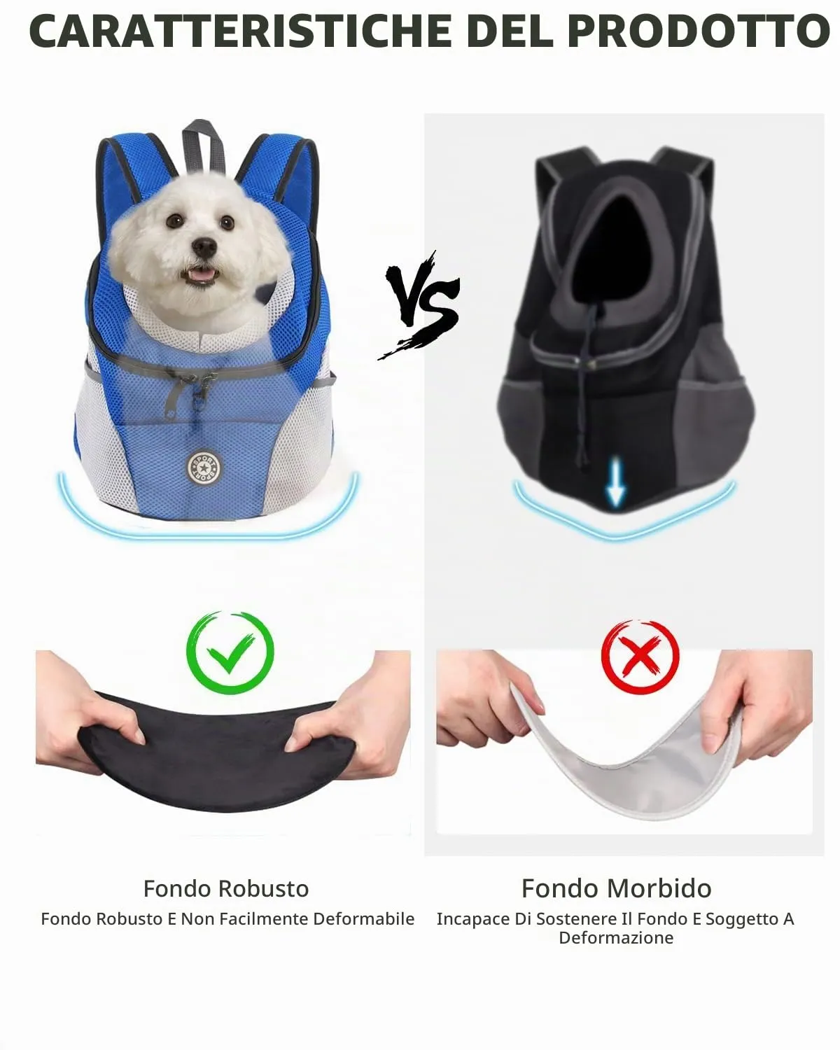 PETCUTE Zaino Trasporto Cane e Cuccioli,Zaino Traspirante per Cani per Animali Domestici,Guinzaglio di Sicurezza,Marsupio per Cani di Piccola Taglia e Gatti,Apertura Regolabile,per Viaggio - immagine 6