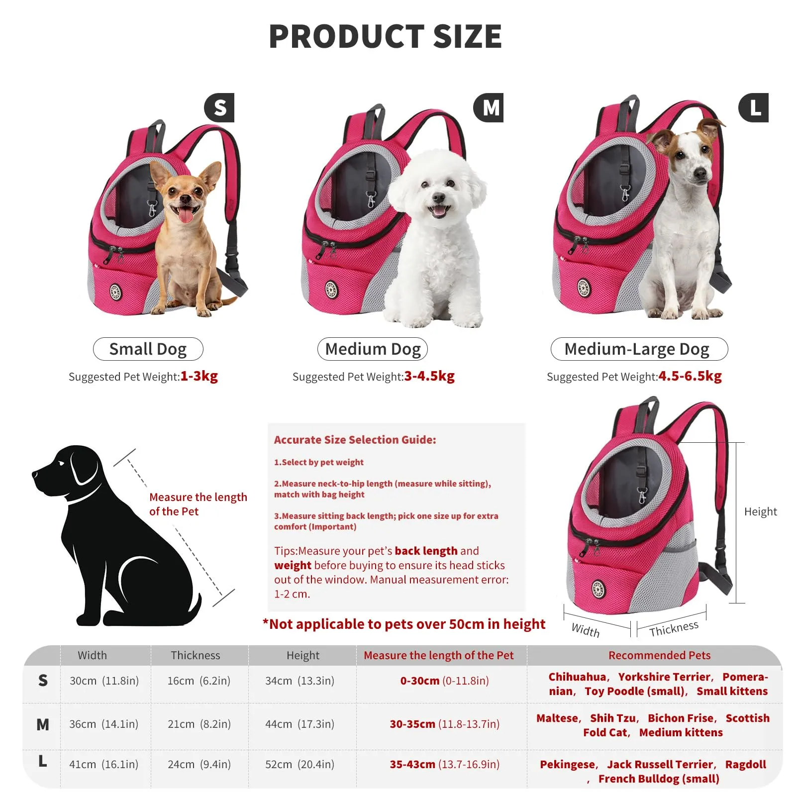 PETCUTE Zaino Trasporto Cane e Cuccioli,Zaino Traspirante per Cani per Animali Domestici,Guinzaglio di Sicurezza,Marsupio per Cani di Piccola Taglia e Gatti,Apertura Regolabile,per Viaggio - immagine 3