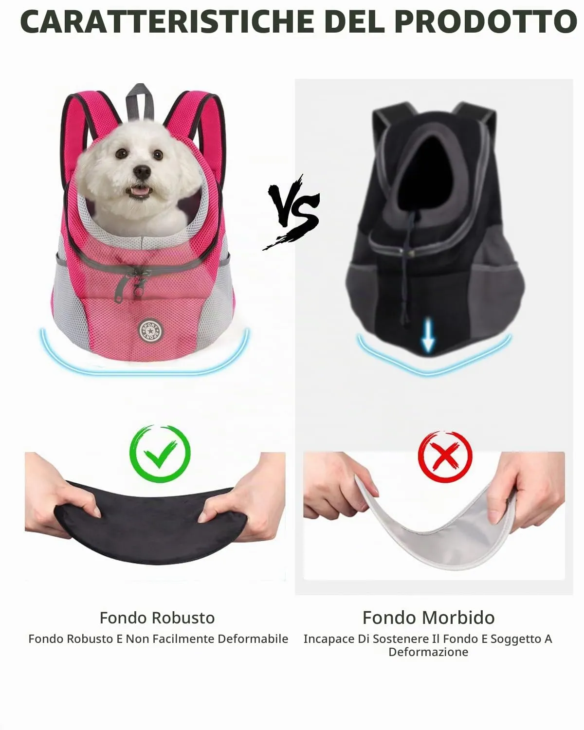 PETCUTE Zaino Trasporto Cane e Cuccioli,Zaino Traspirante per Cani per Animali Domestici,Guinzaglio di Sicurezza,Marsupio per Cani di Piccola Taglia e Gatti,Apertura Regolabile,per Viaggio - immagine 6