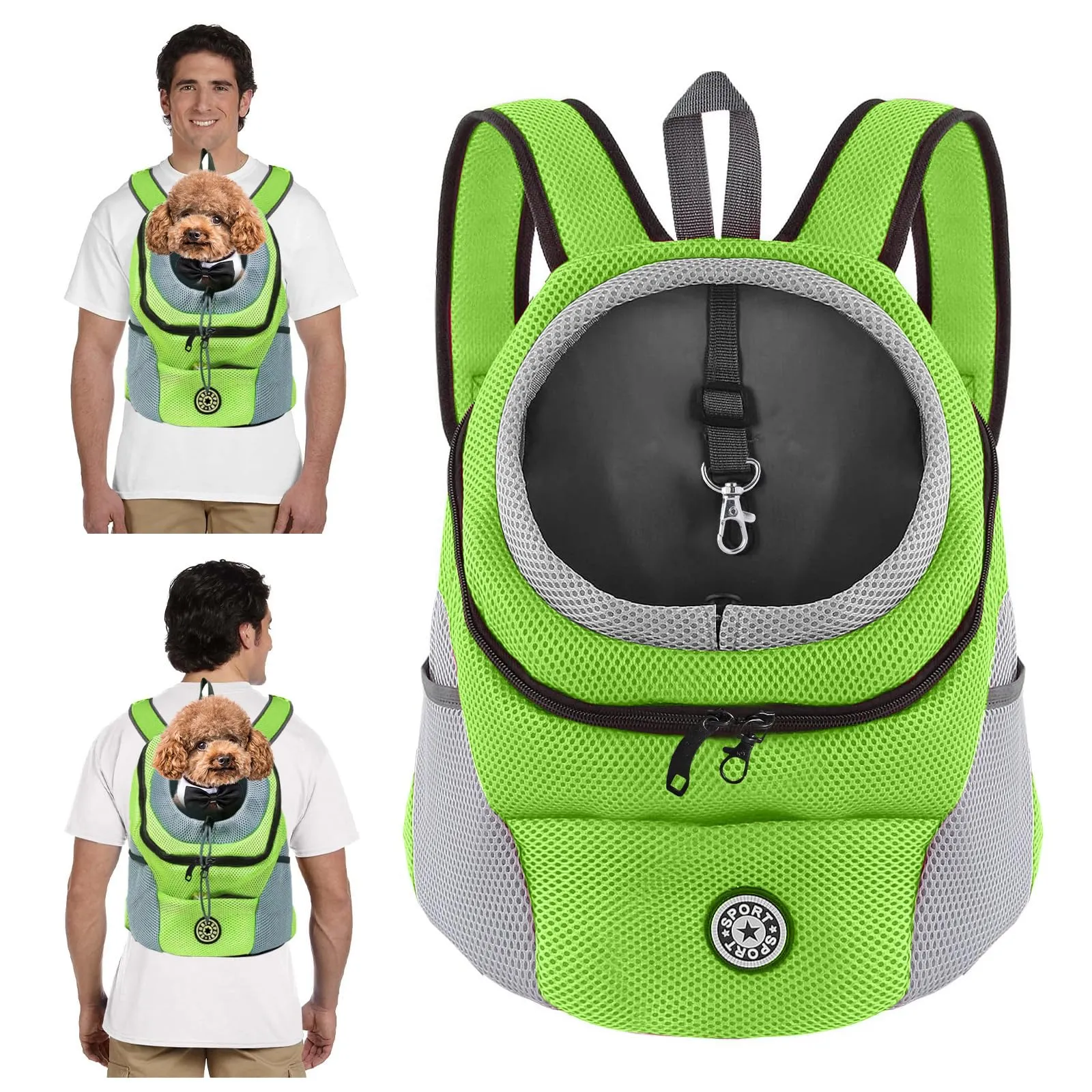 PETCUTE Zaino Trasporto Cane e Cuccioli,Zaino Traspirante per Cani per Animali Domestici,Guinzaglio di Sicurezza,Marsupio per Cani di Piccola Taglia e Gatti,Apertura Regolabile,per Viaggio - immagine 1
