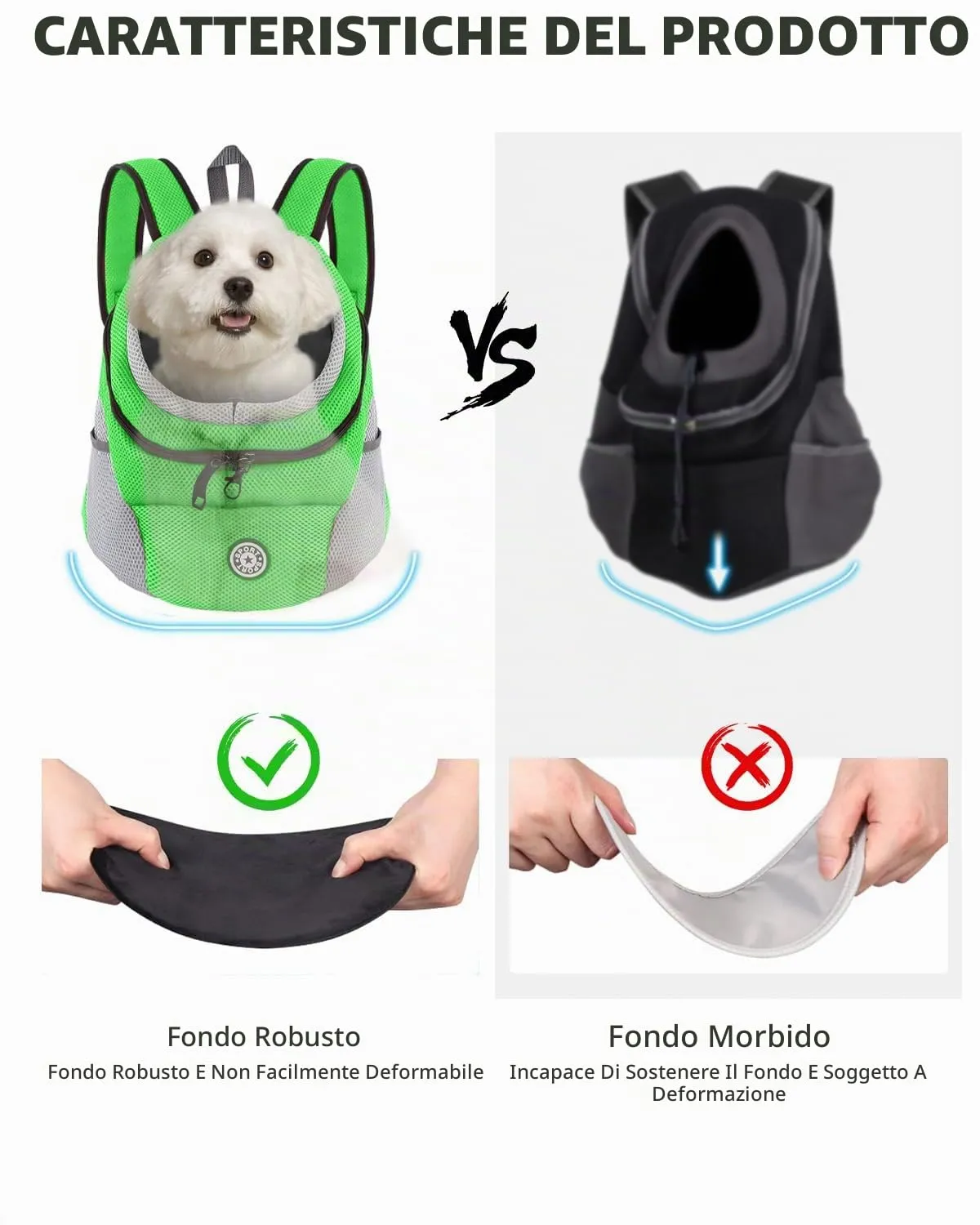 PETCUTE Zaino Trasporto Cane e Cuccioli,Zaino Traspirante per Cani per Animali Domestici,Guinzaglio di Sicurezza,Marsupio per Cani di Piccola Taglia e Gatti,Apertura Regolabile,per Viaggio - immagine 6