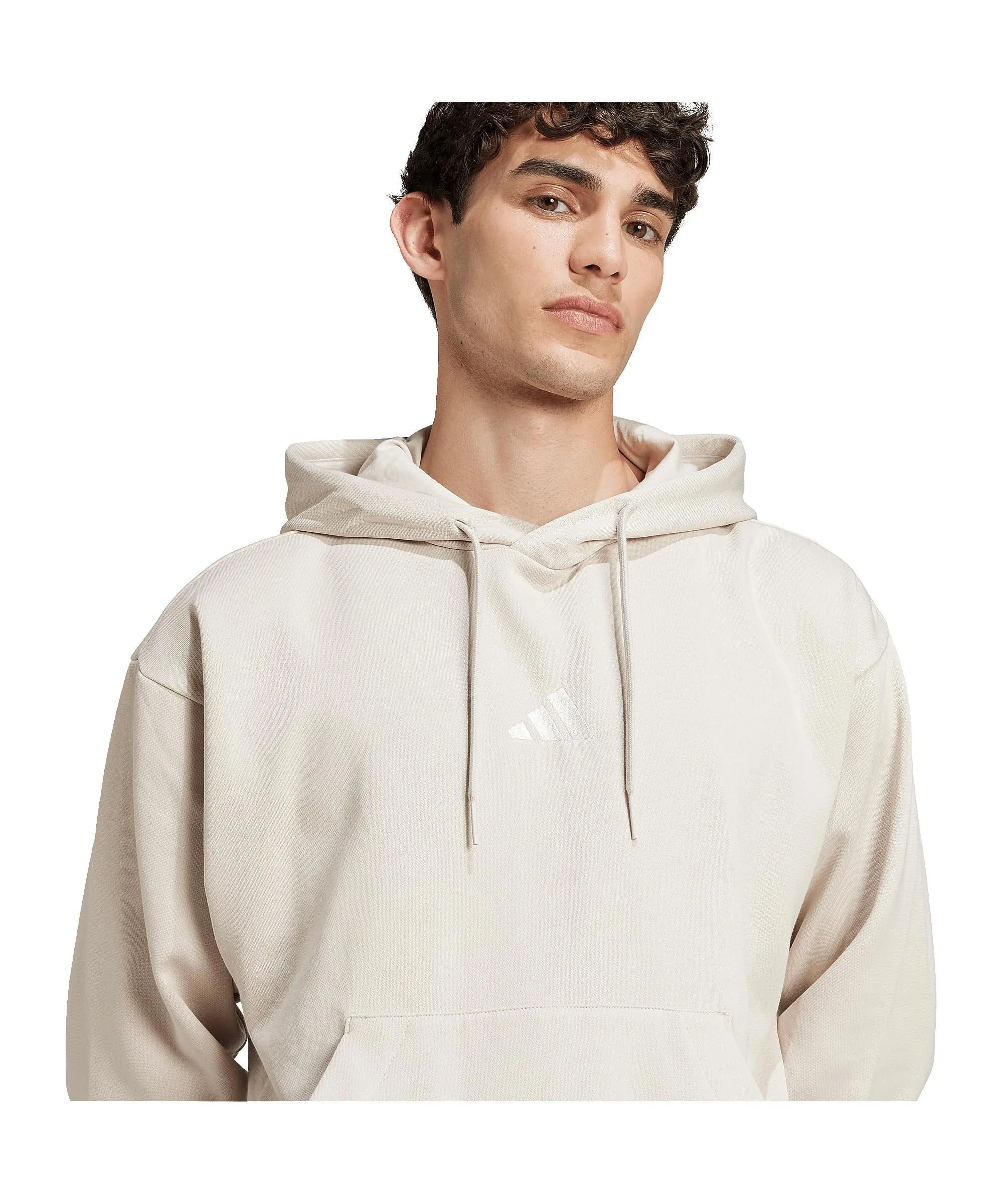 adidas Uomo Essentials Feelcozy Fleece Hoodie Sweatshirt, Wonder Alumina/White, XS - immagine 3
