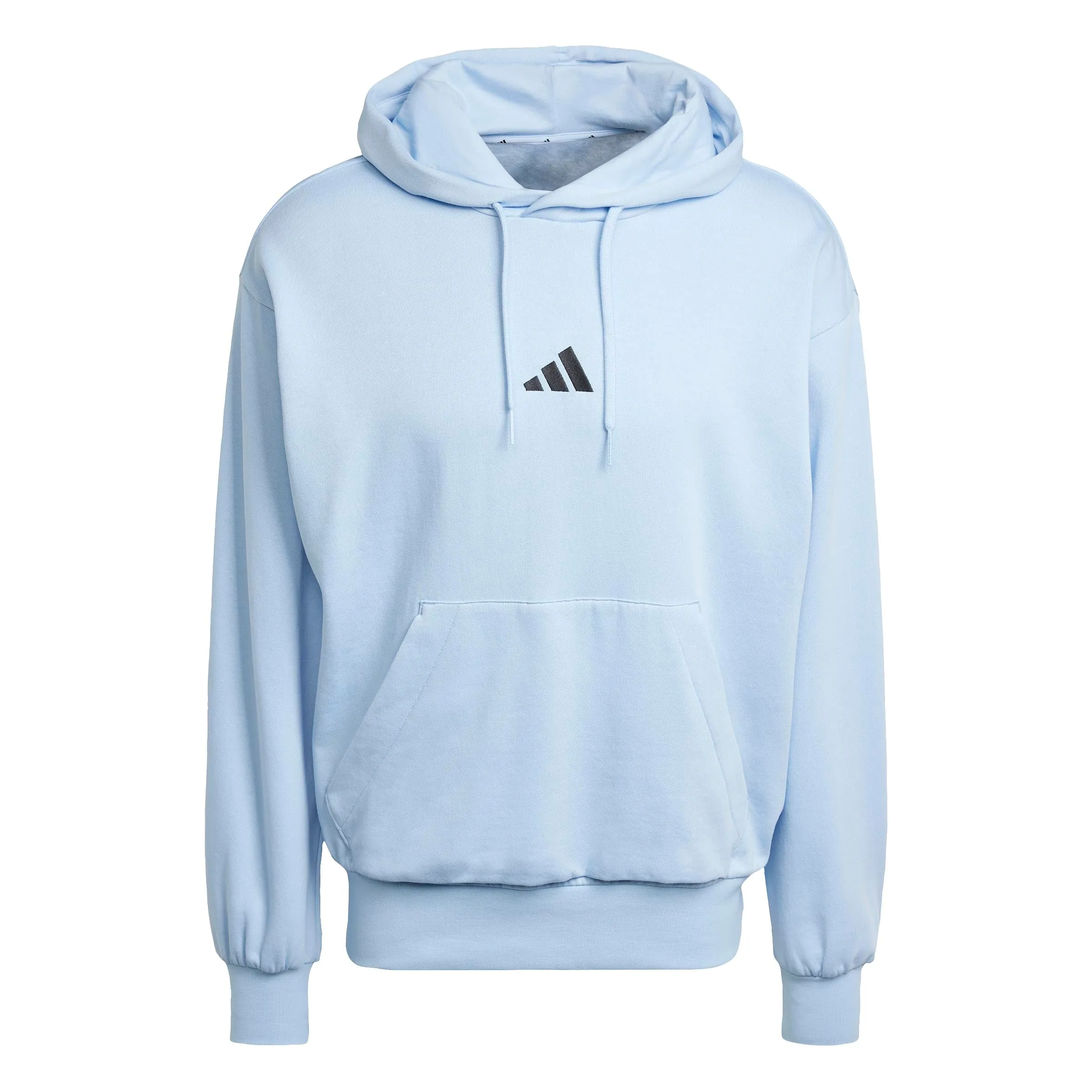 adidas Uomo Essentials Feelcozy Fleece Hoodie Sweatshirt, Glow Blue/Black, XXL - immagine 1