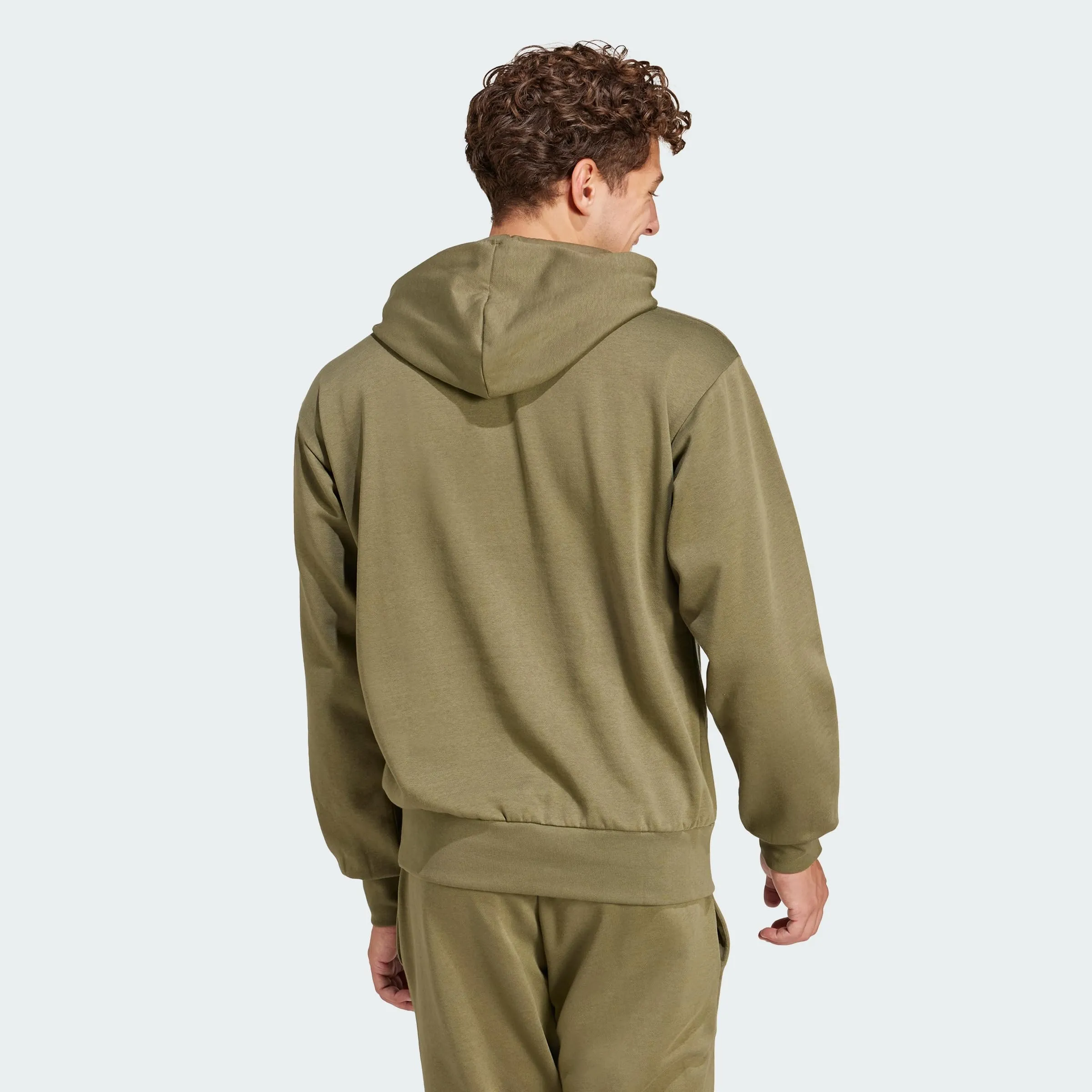 adidas Uomo Essentials Feelcozy Fleece Hoodie Sweatshirt, Olive Strata/Black, XXL - immagine 5
