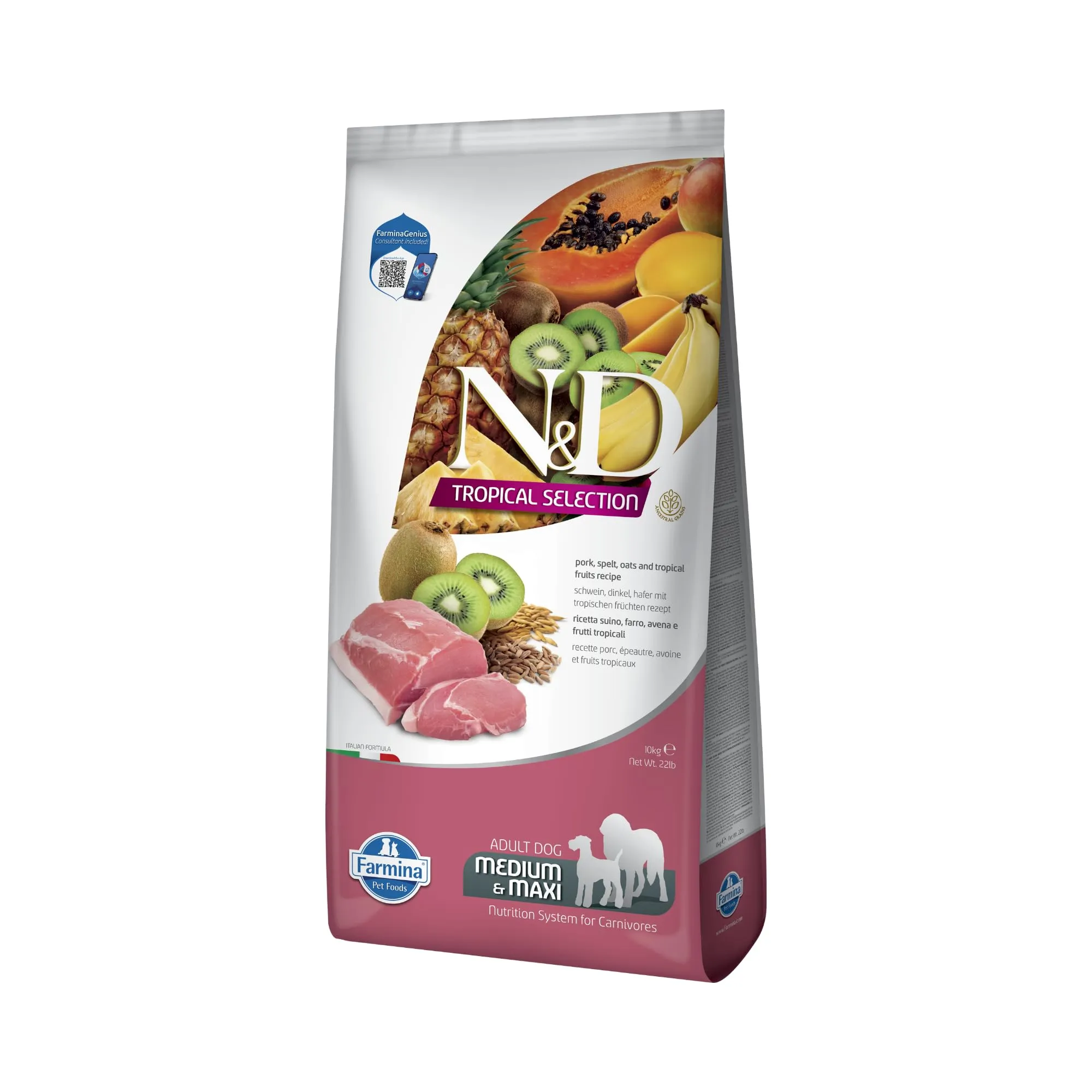 Farmina, N&D Tropical Selection, Maiale & frutti tropicali, Cane Adult Medium/Maxi, 10kg - immagine 1