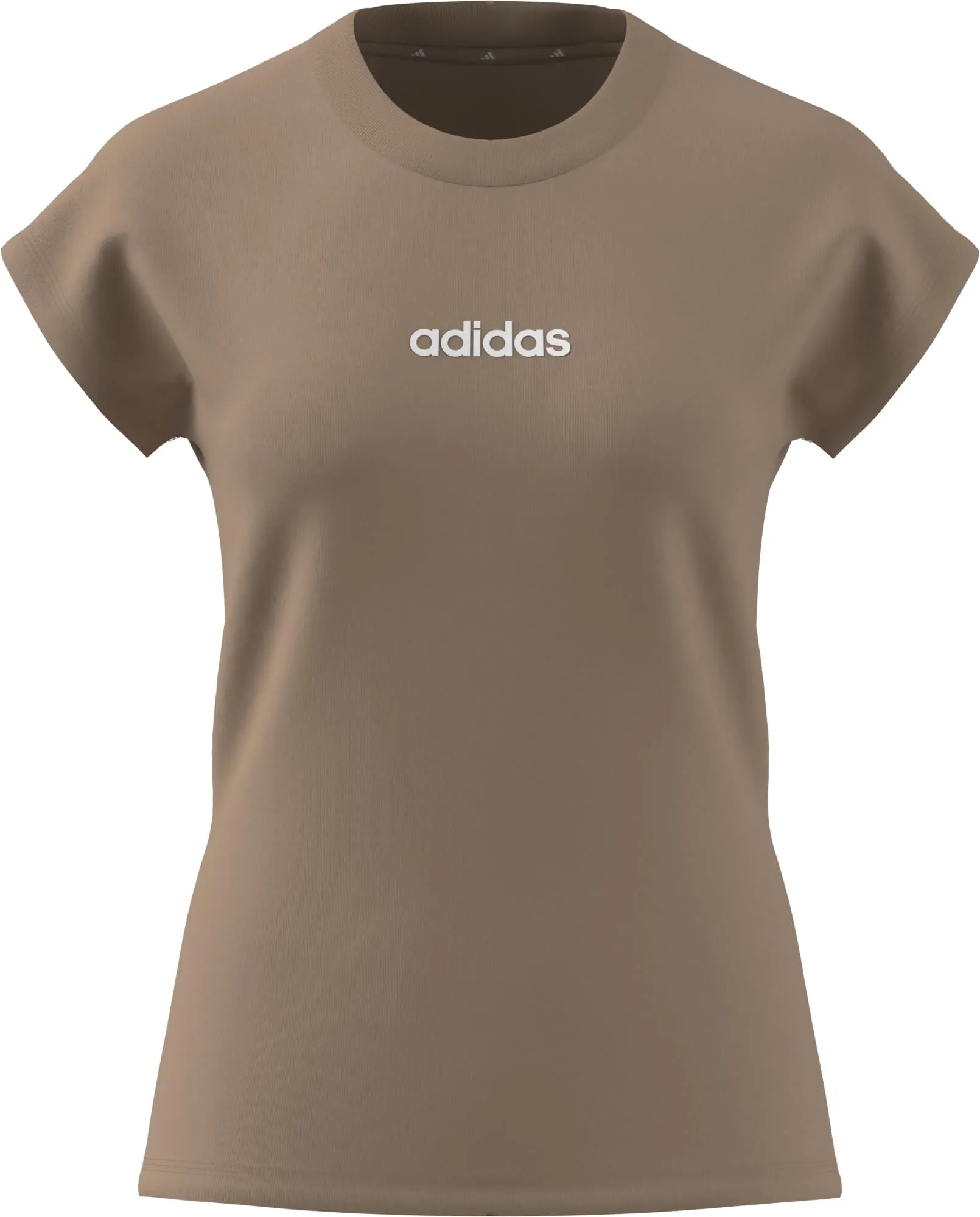 Adidas Donna Essentials Linear Cotton T-Shirt, Warm Sandstone/White, L - immagine 5
