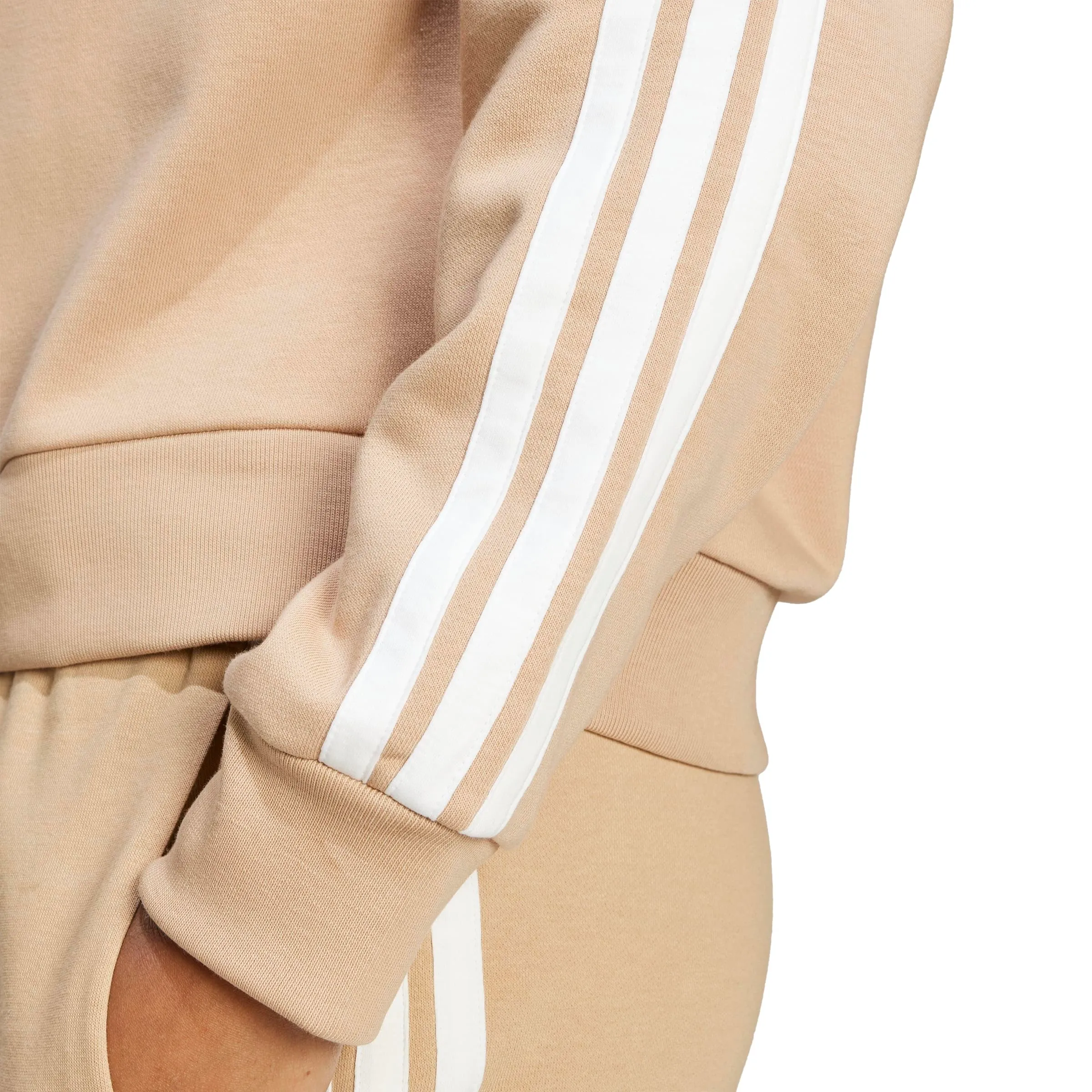 Adidas Donna Essentials 3-Stripes French Terry Sweatshirt, Warm Sandstone/White, S - immagine 5