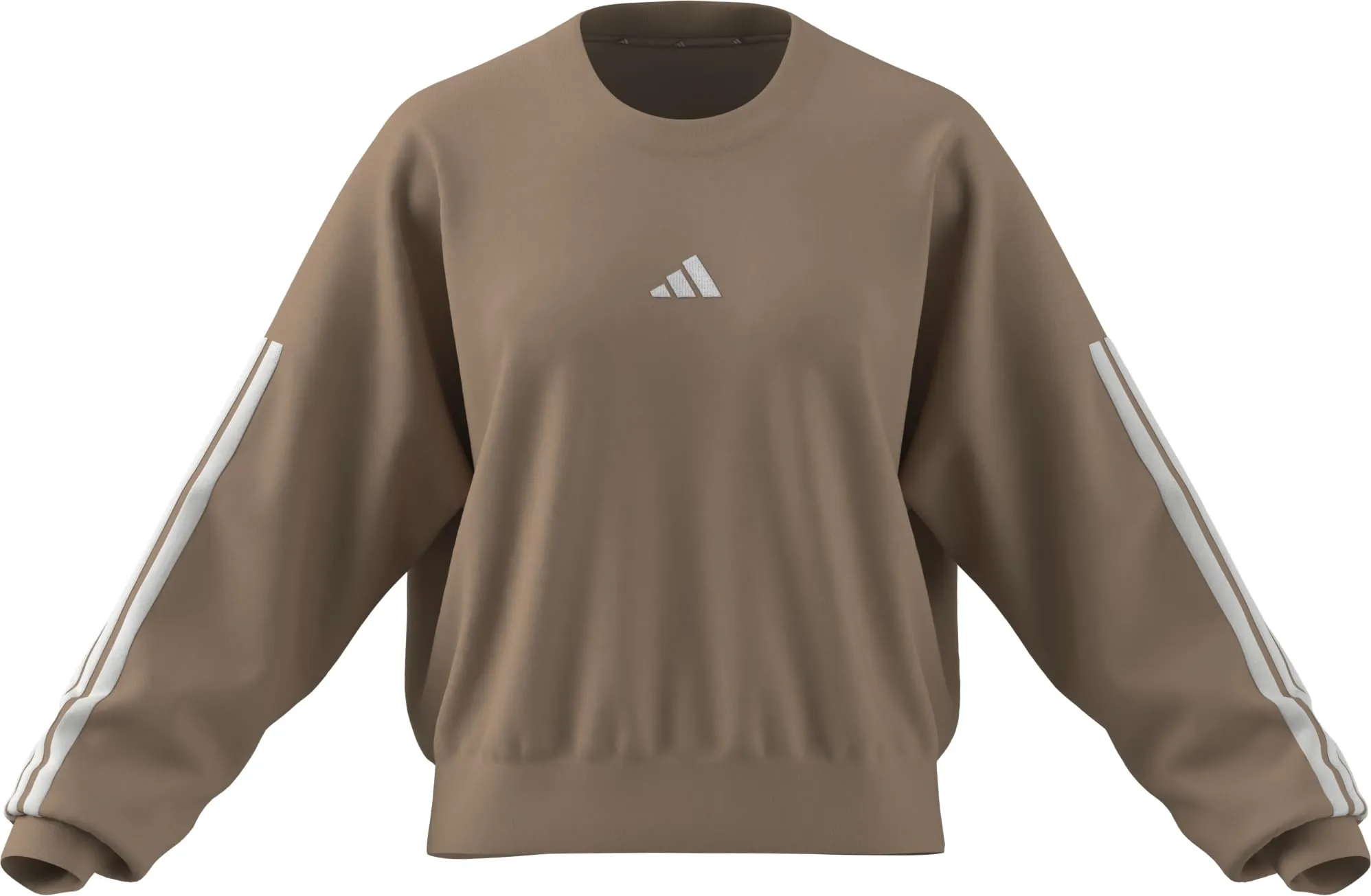 Adidas Donna Essentials 3-Stripes French Terry Sweatshirt, Warm Sandstone/White, S - immagine 7