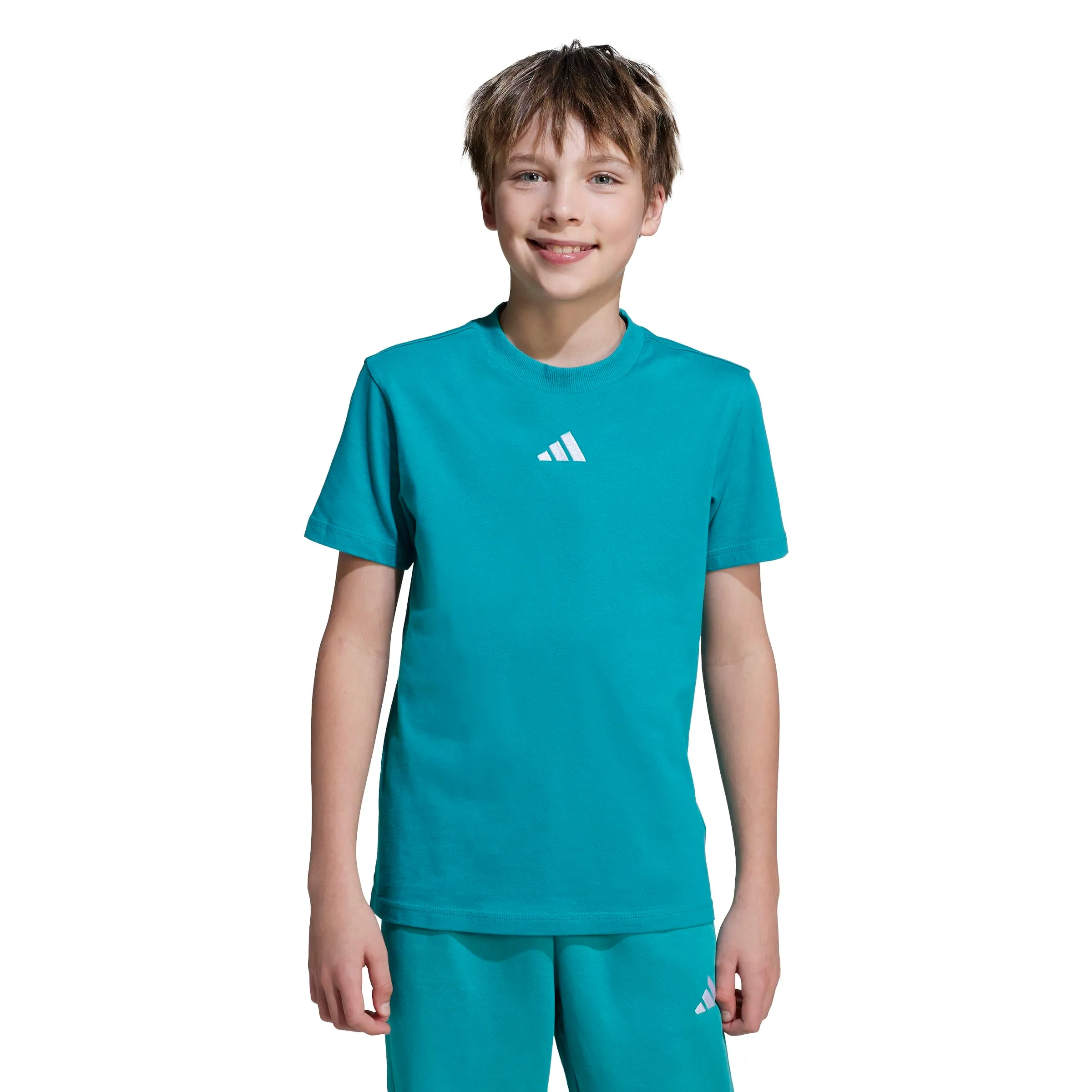Adidas Unisex - Bambini Essentials T-Shirt, Pure Teal/White, 9-10 Years - immagine 2