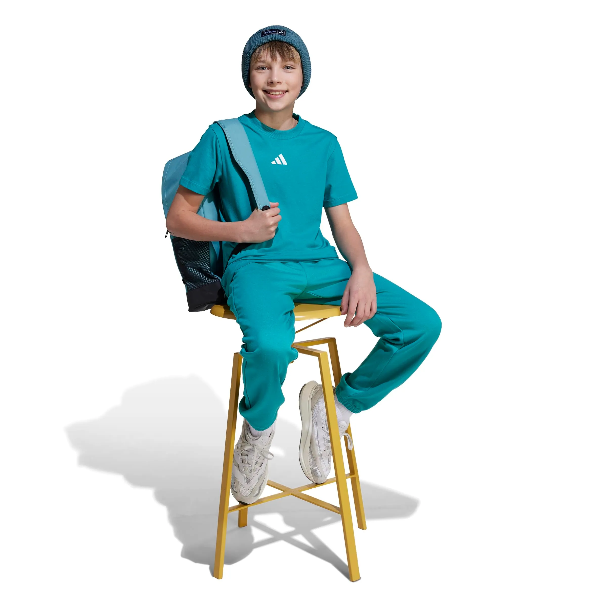 Adidas Unisex - Bambini Essentials T-Shirt, Pure Teal/White, 9-10 Years - immagine 4