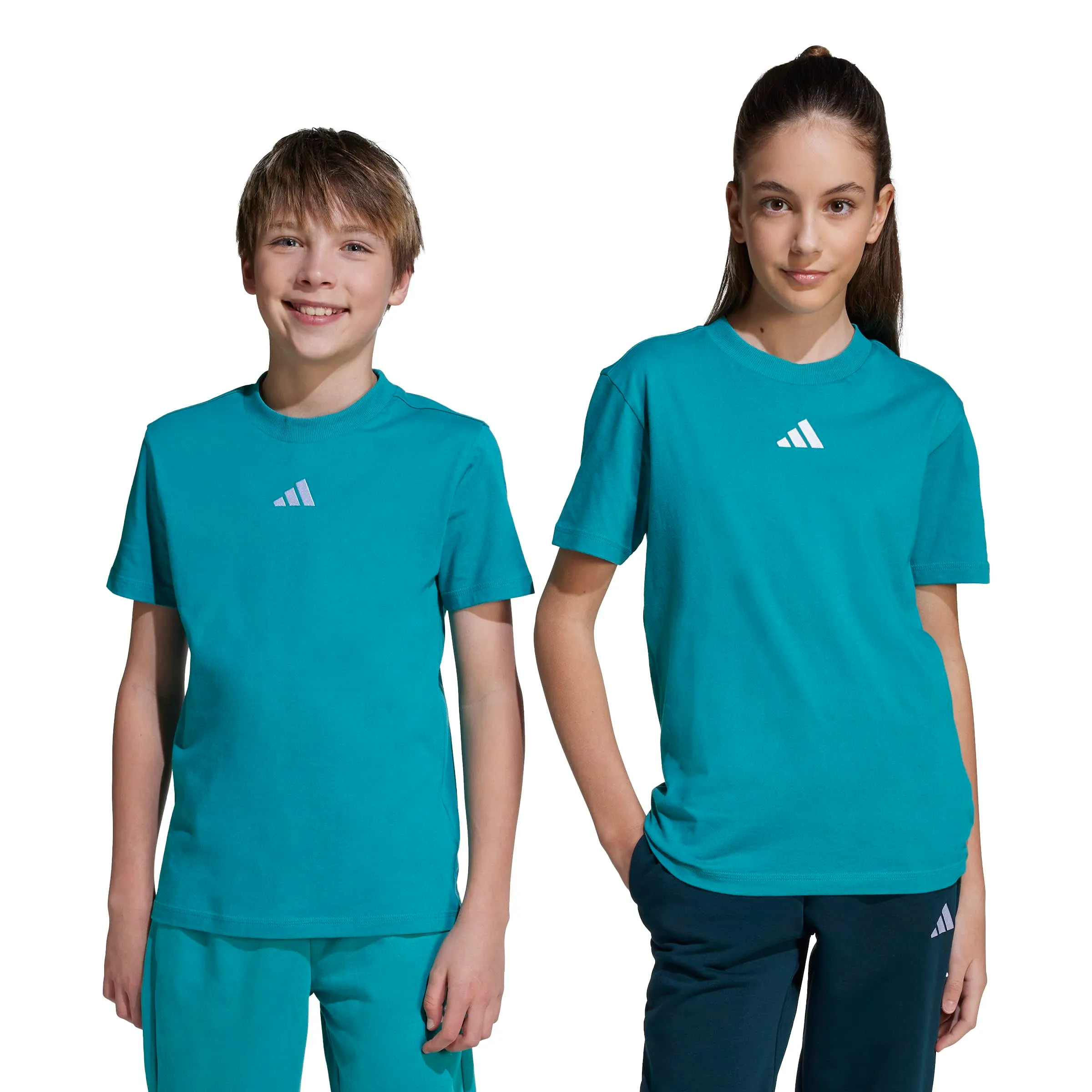 Adidas Unisex - Bambini Essentials T-Shirt, Pure Teal/White, 9-10 Years - immagine 5