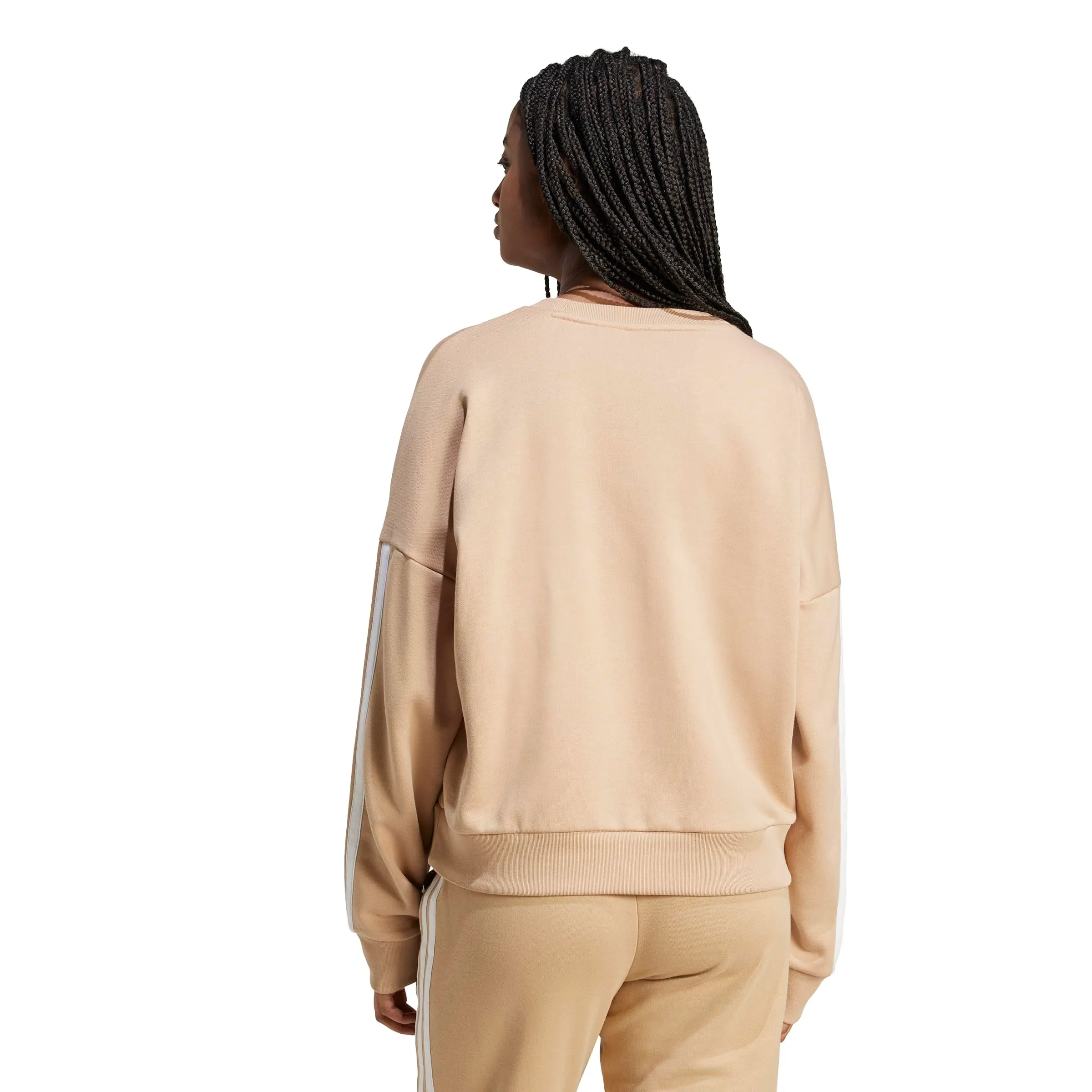 Adidas Donna Essentials 3-Stripes French Terry Sweatshirt, Warm Sandstone/White, L - immagine 2