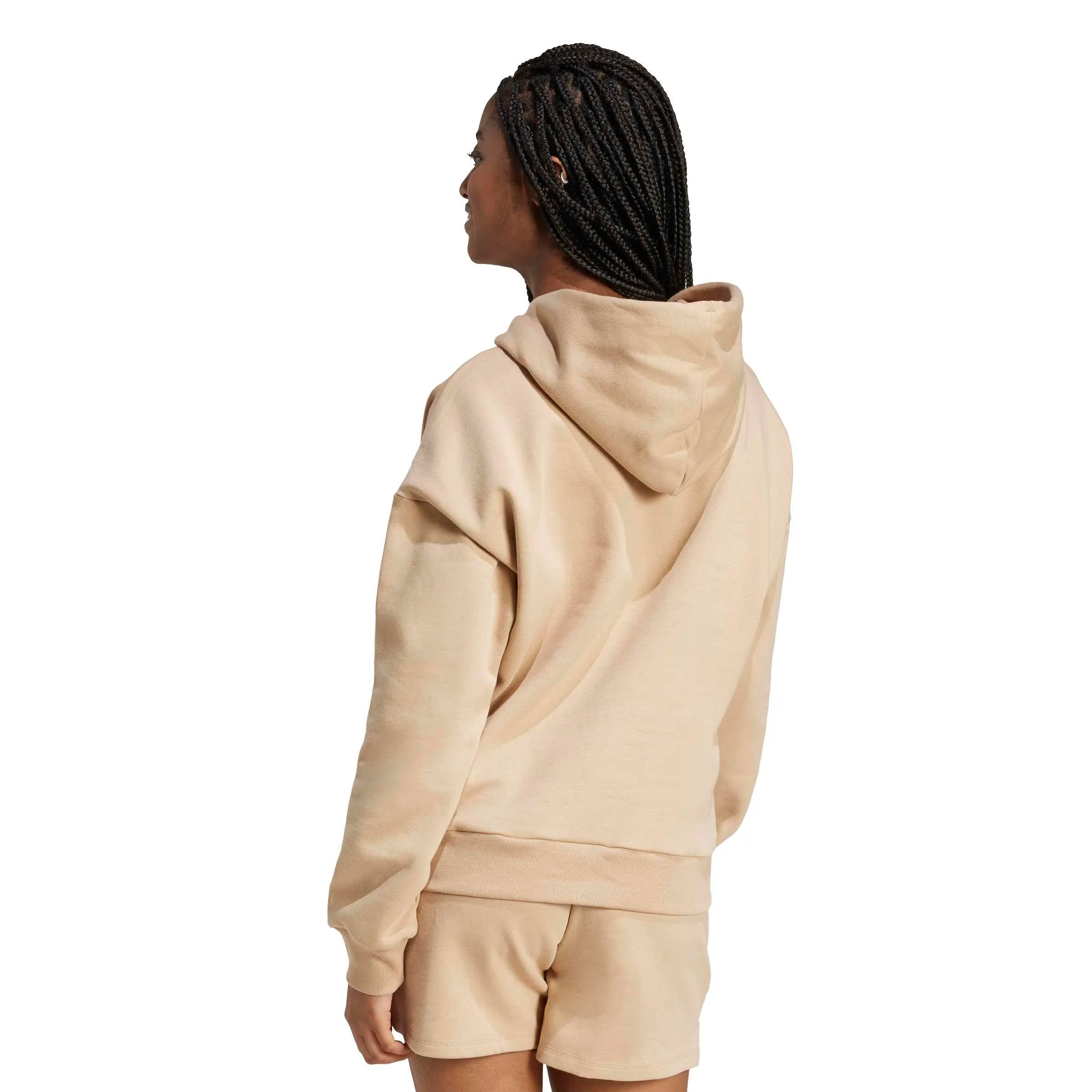 Adidas Donna Essentials Small Logo Feel Cozy Hoodie, Warm Sandstone/White, M - immagine 2