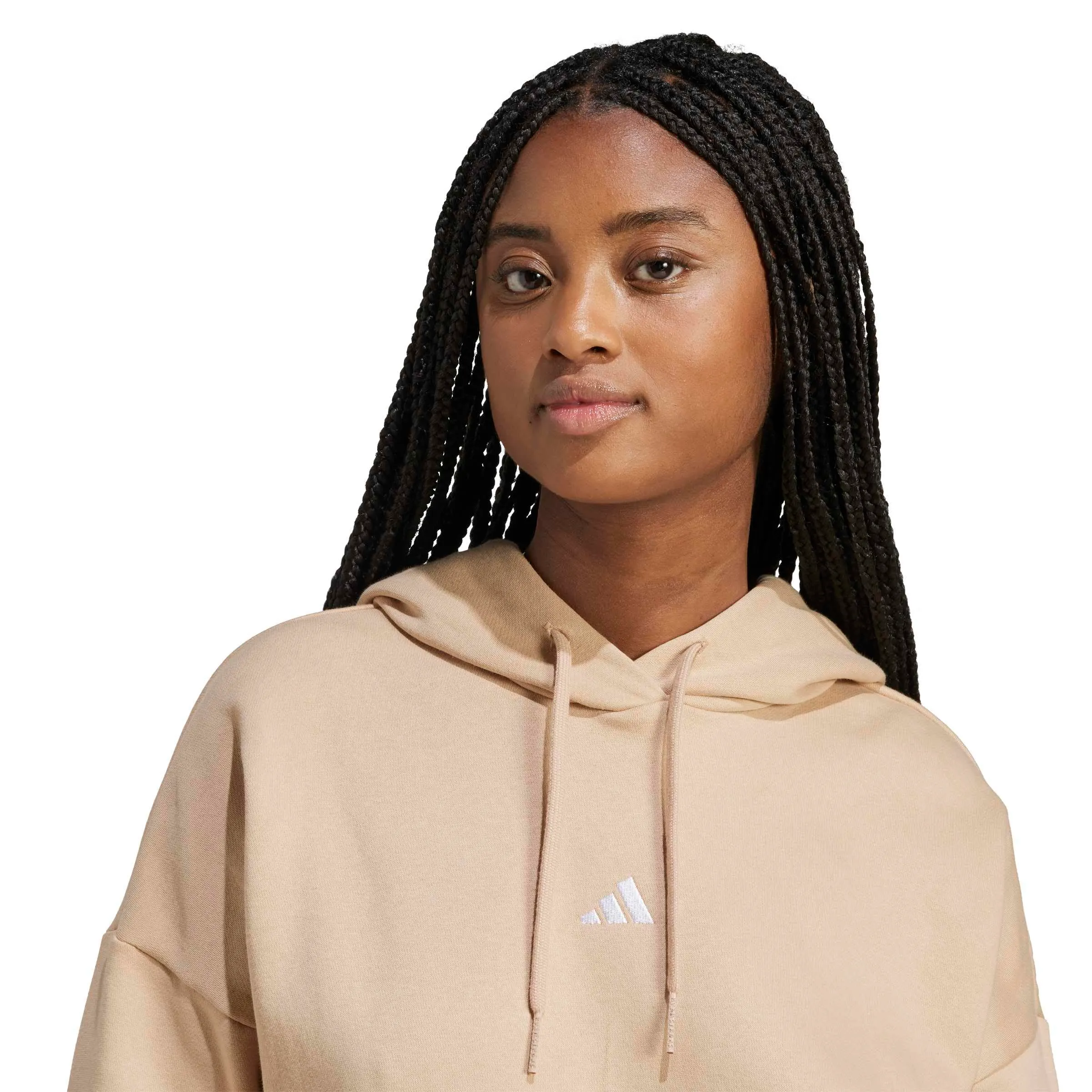 Adidas Donna Essentials Small Logo Feel Cozy Hoodie, Warm Sandstone/White, M - immagine 4