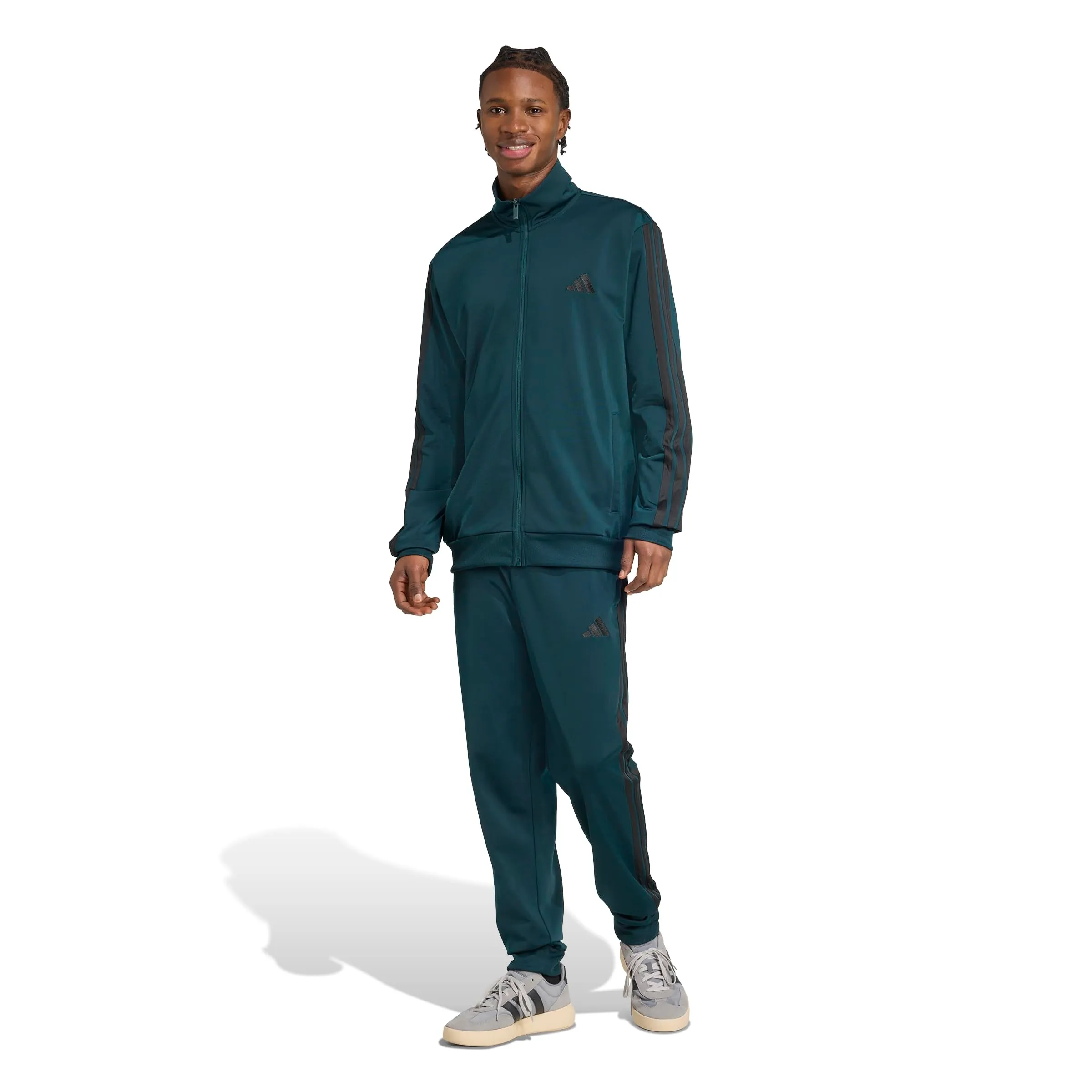 adidas Uomo SPORTSWEAR BASIC 3 STRIPES TRICOT TRACKSUIT, Aurora Ivy, XS - immagine 3