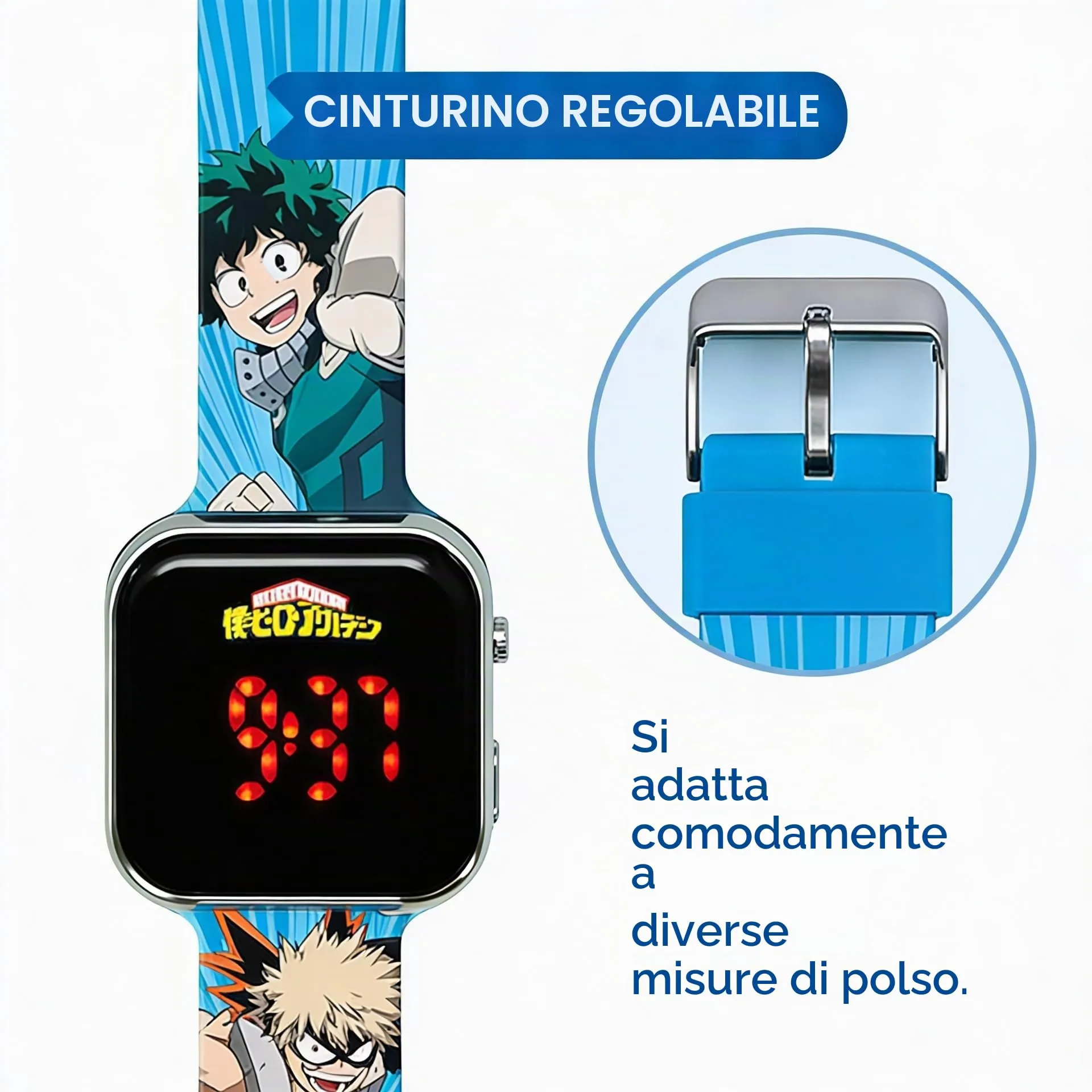 Kids Licensing Orologio digitale unisex per bambini automatico con cinturino in silicone MHA4008, My Hero Academy - immagine 3