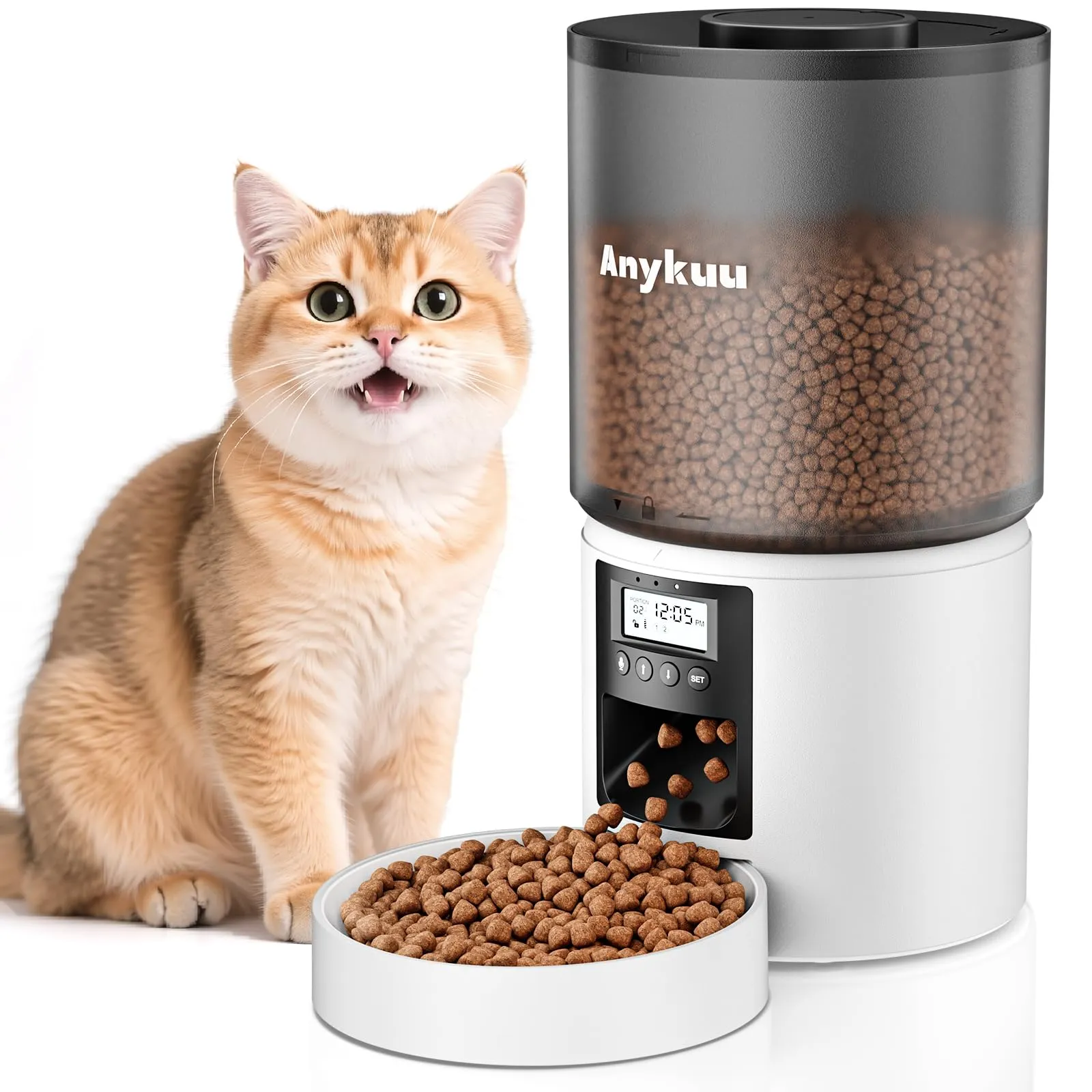 Distributore Automatico Cibo Gatti 4L Dispenser Crocchette Gatto Con Timer Programmabile e 10S Registrazione Distributore Cibo Gatti 1-6 Pasti al Giorno per Animali di Piccola e Media Taglia - immagine 1