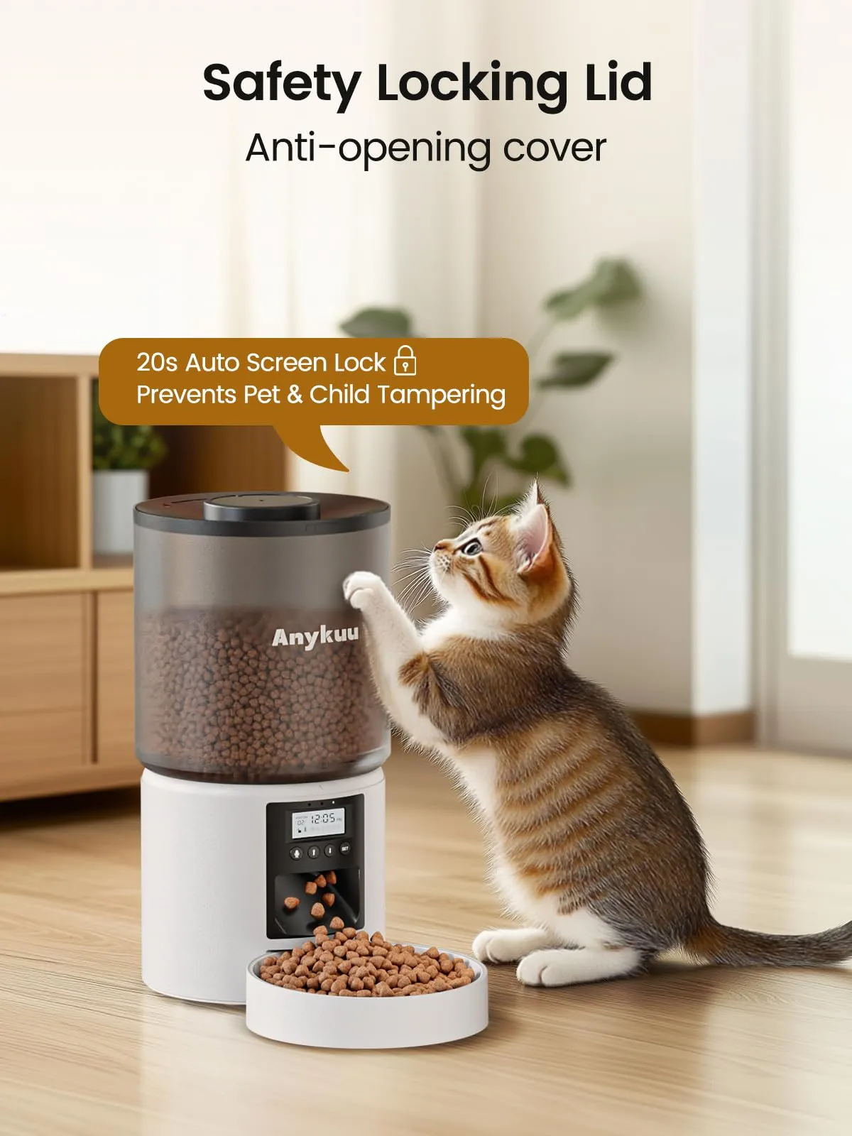 Distributore Automatico Cibo Gatti 4L Dispenser Crocchette Gatto Con Timer Programmabile e 10S Registrazione Distributore Cibo Gatti 1-6 Pasti al Giorno per Animali di Piccola e Media Taglia - immagine 6