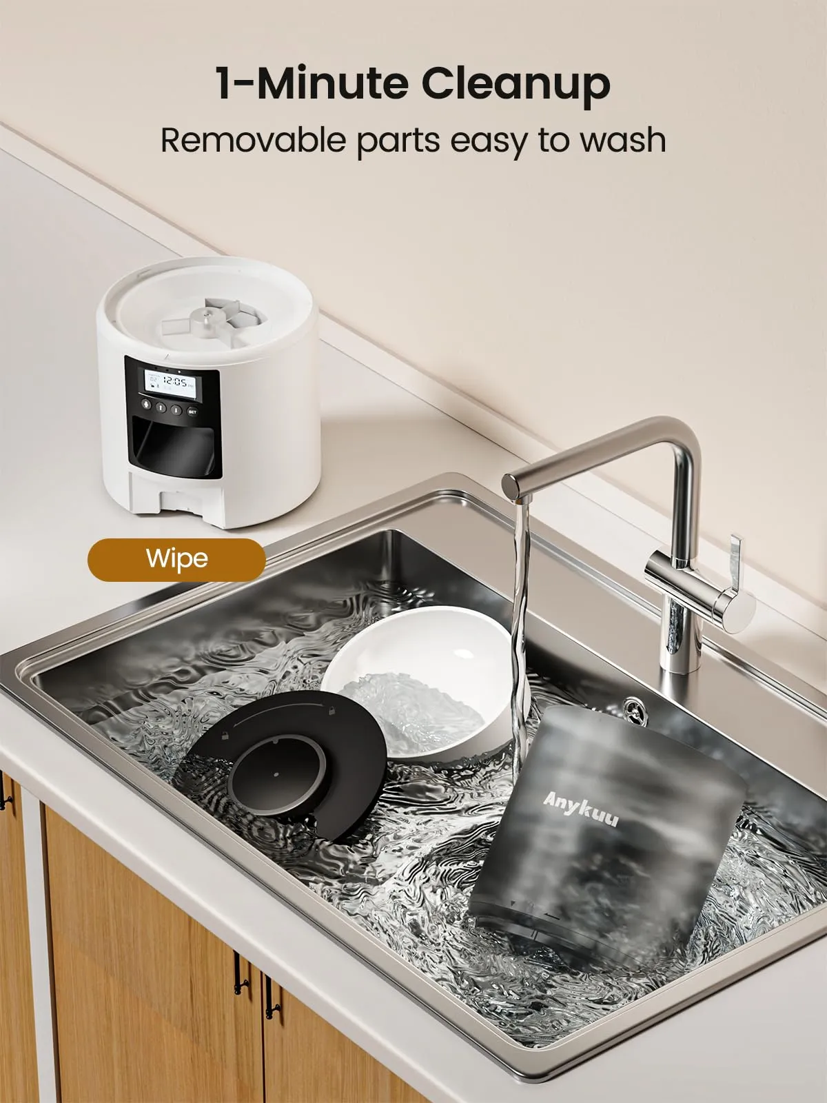 Distributore Automatico Cibo Gatti 4L Dispenser Crocchette Gatto Con Timer Programmabile e 10S Registrazione Distributore Cibo Gatti 1-6 Pasti al Giorno per Animali di Piccola e Media Taglia - immagine 8