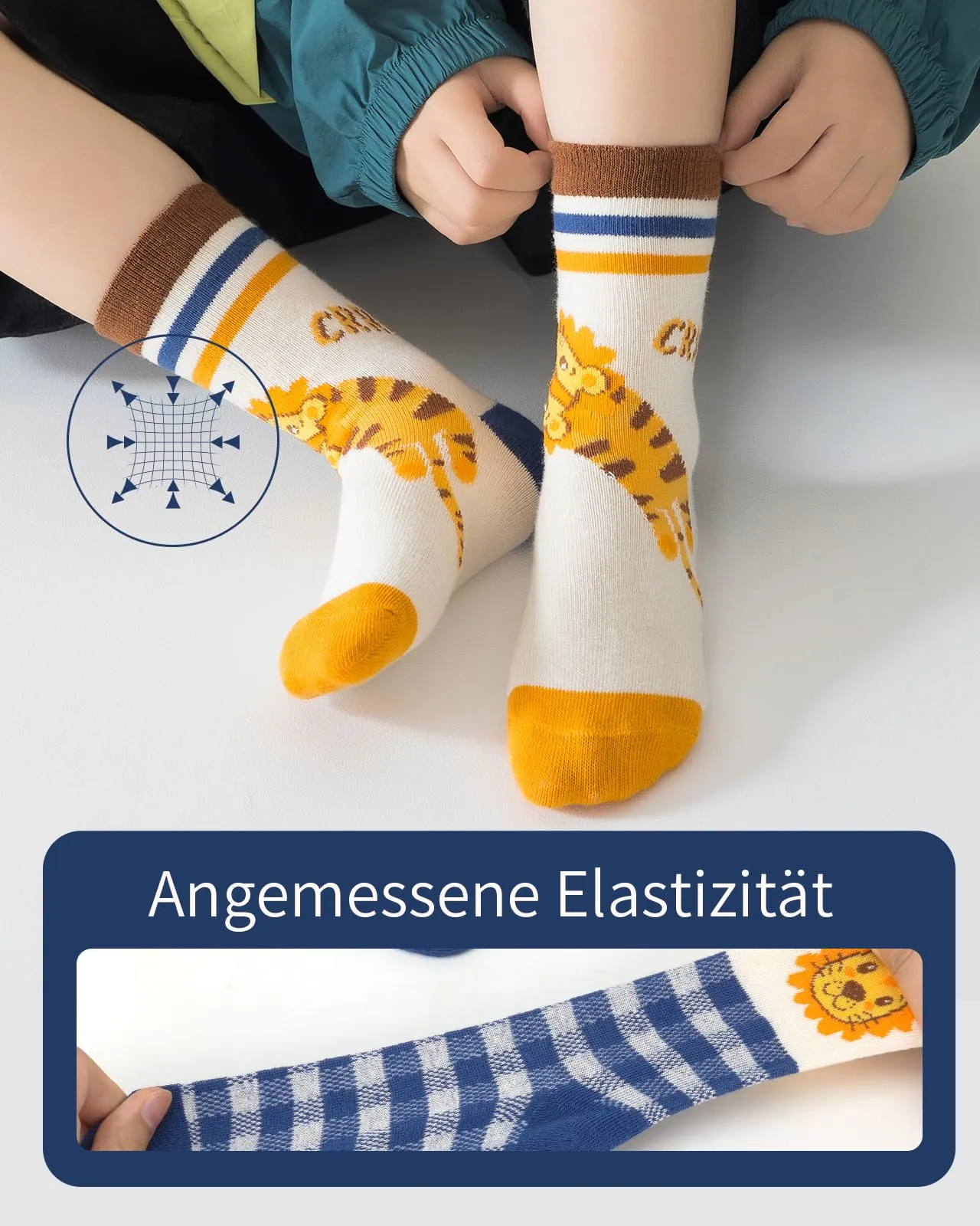Kyopp 10 Paia Calzini per Bambini e Ragazze e Ragazzi Divertenti Calzini Animali in Cotone Unisex per Crew Socks 21-37 - immagine 2